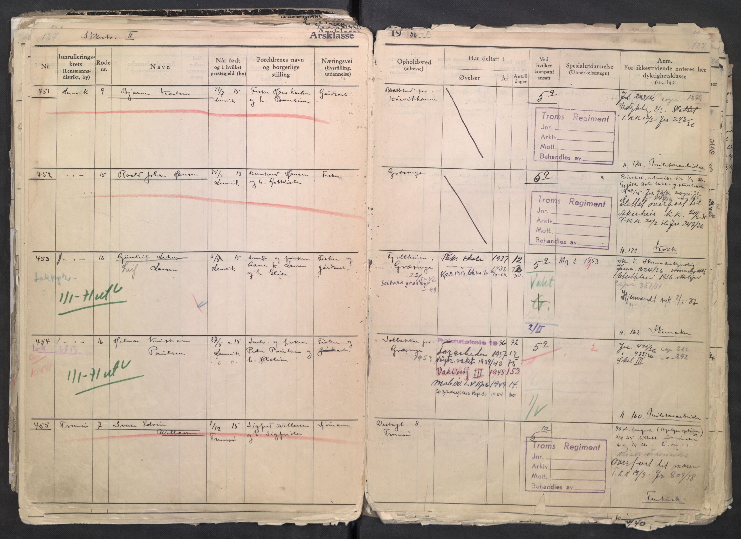 Forsvaret, Troms infanteriregiment nr. 16, AV/RA-RAFA-3146/P/Pa/L0007/0001: Ruller / Rulle for regimentets menige mannskaper, årsklasse 1936, 1936, p. 127