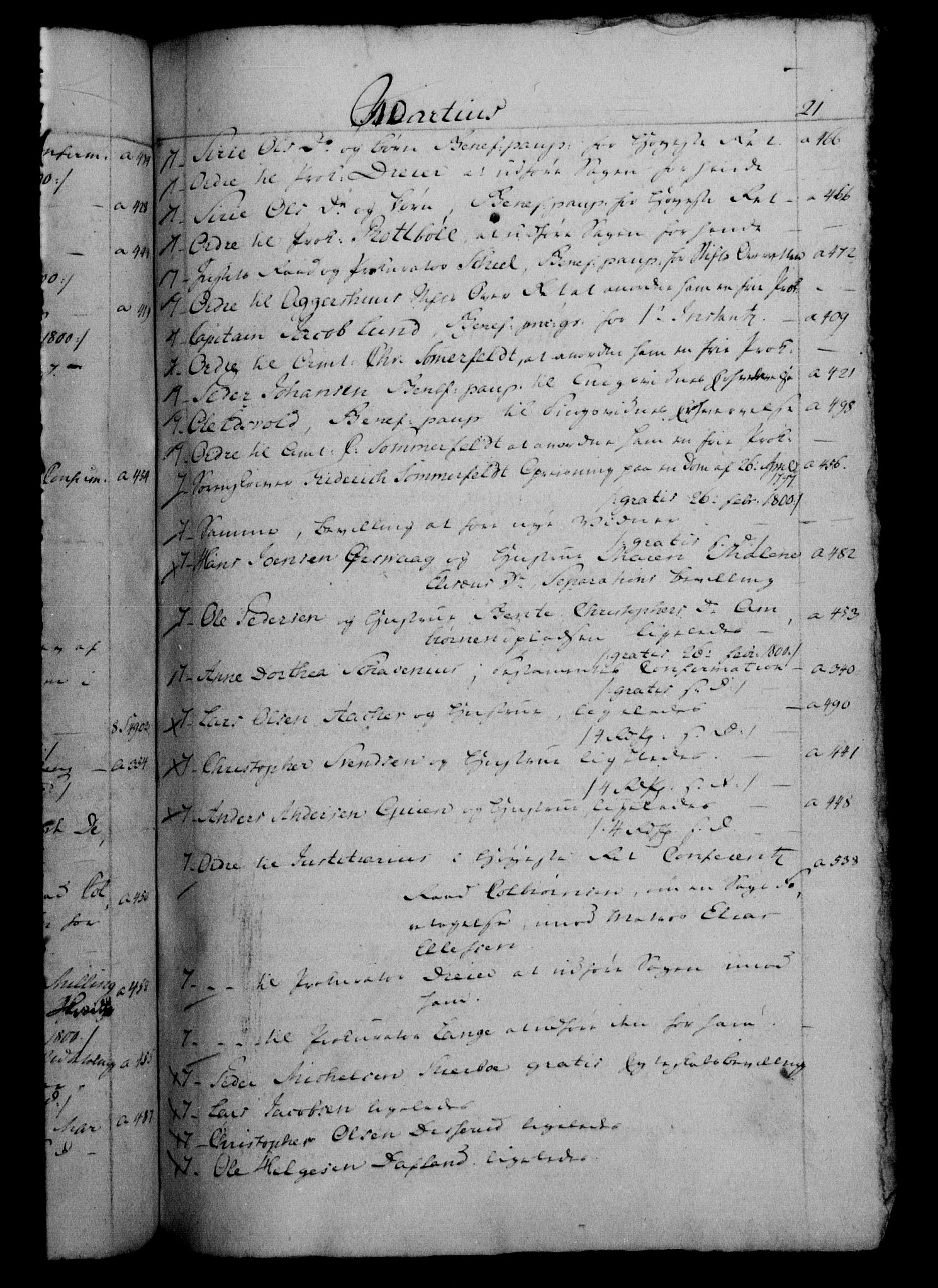 Danske Kanselli 1800-1814, RA/EA-3024/H/Hf/Hfb/Hfbc/L0001: Underskrivelsesbok m. register, 1800, p. 21