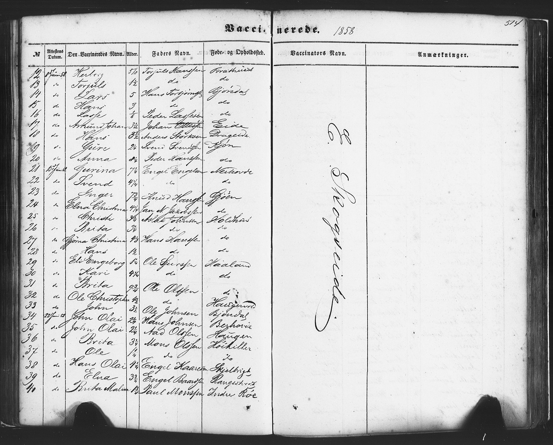 Fusa sokneprestembete, SAB/A-75401/H/Haa: Parish register (official) no. A 1II, 1855-1879, p. 514