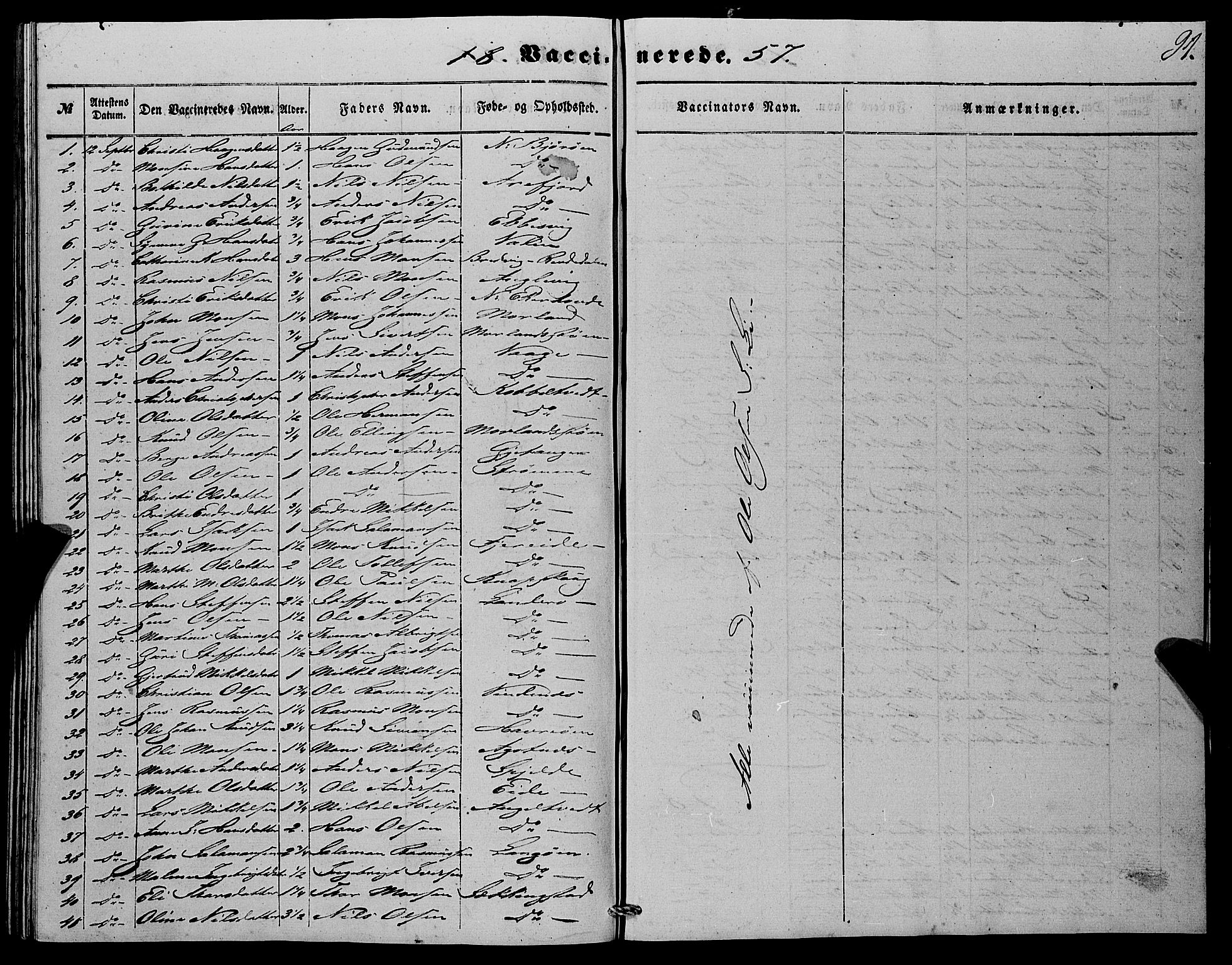 Fjell sokneprestembete, SAB/A-75301/H/Haa: Parish register (official) no. A 4, 1851-1870, p. 91