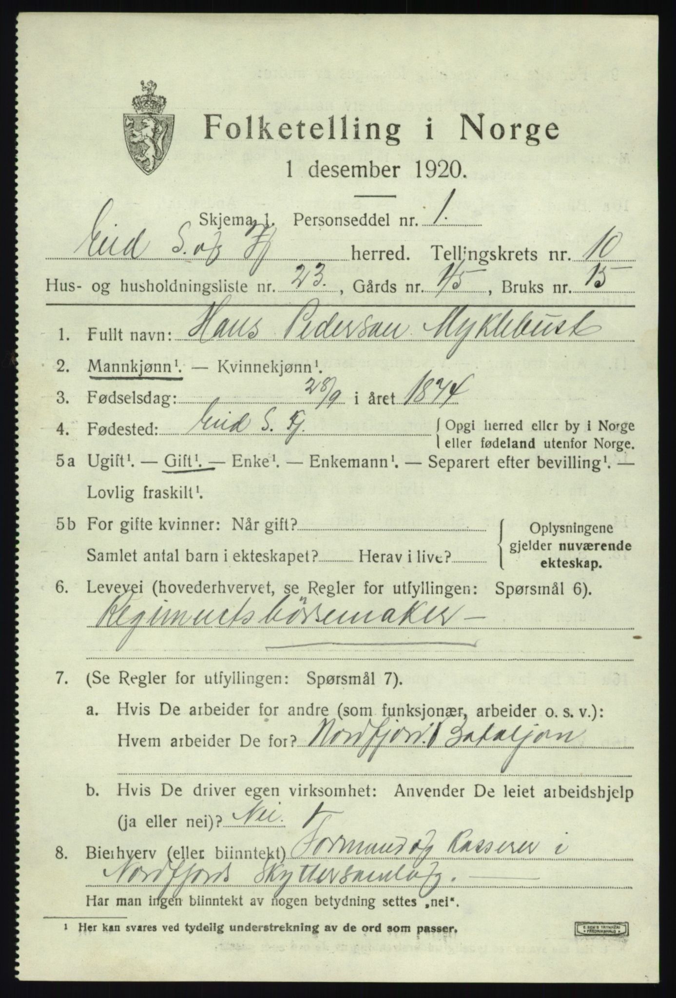 SAB, 1920 census for Eid, 1920, p. 5248