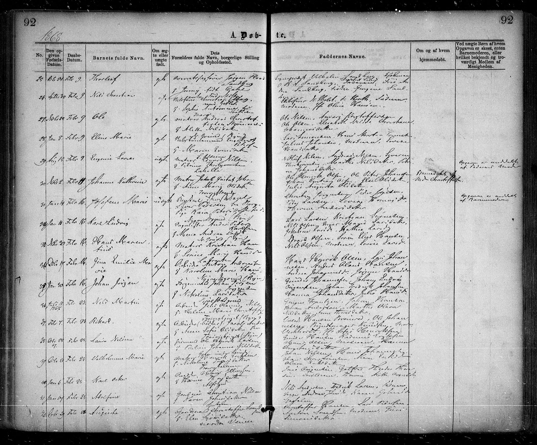 Glemmen prestekontor Kirkebøker, SAO/A-10908/F/Fa/L0008: Parish register (official) no. 8, 1862-1871, p. 92