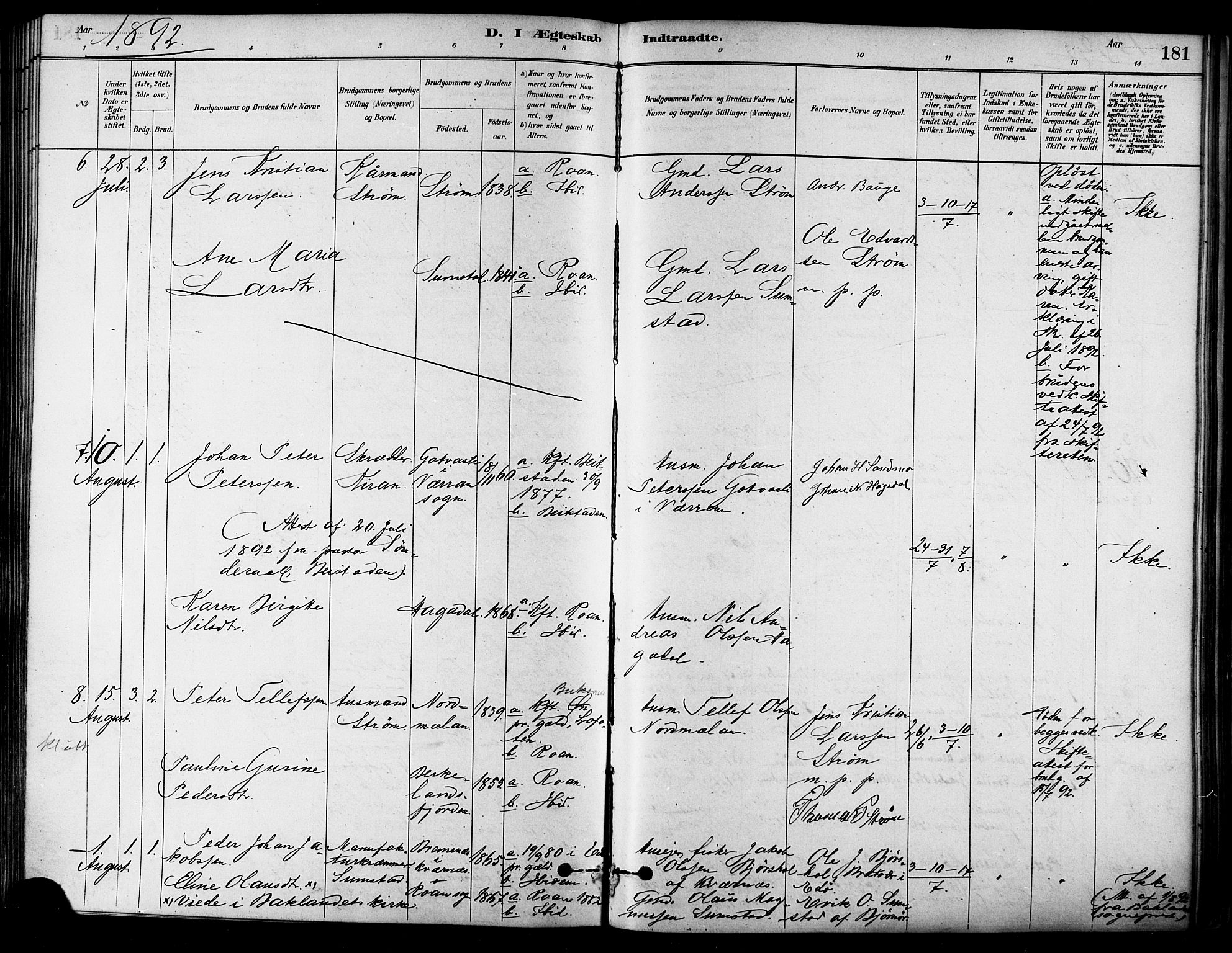 Ministerialprotokoller, klokkerbøker og fødselsregistre - Sør-Trøndelag, SAT/A-1456/657/L0707: Parish register (official) no. 657A08, 1879-1893, p. 181