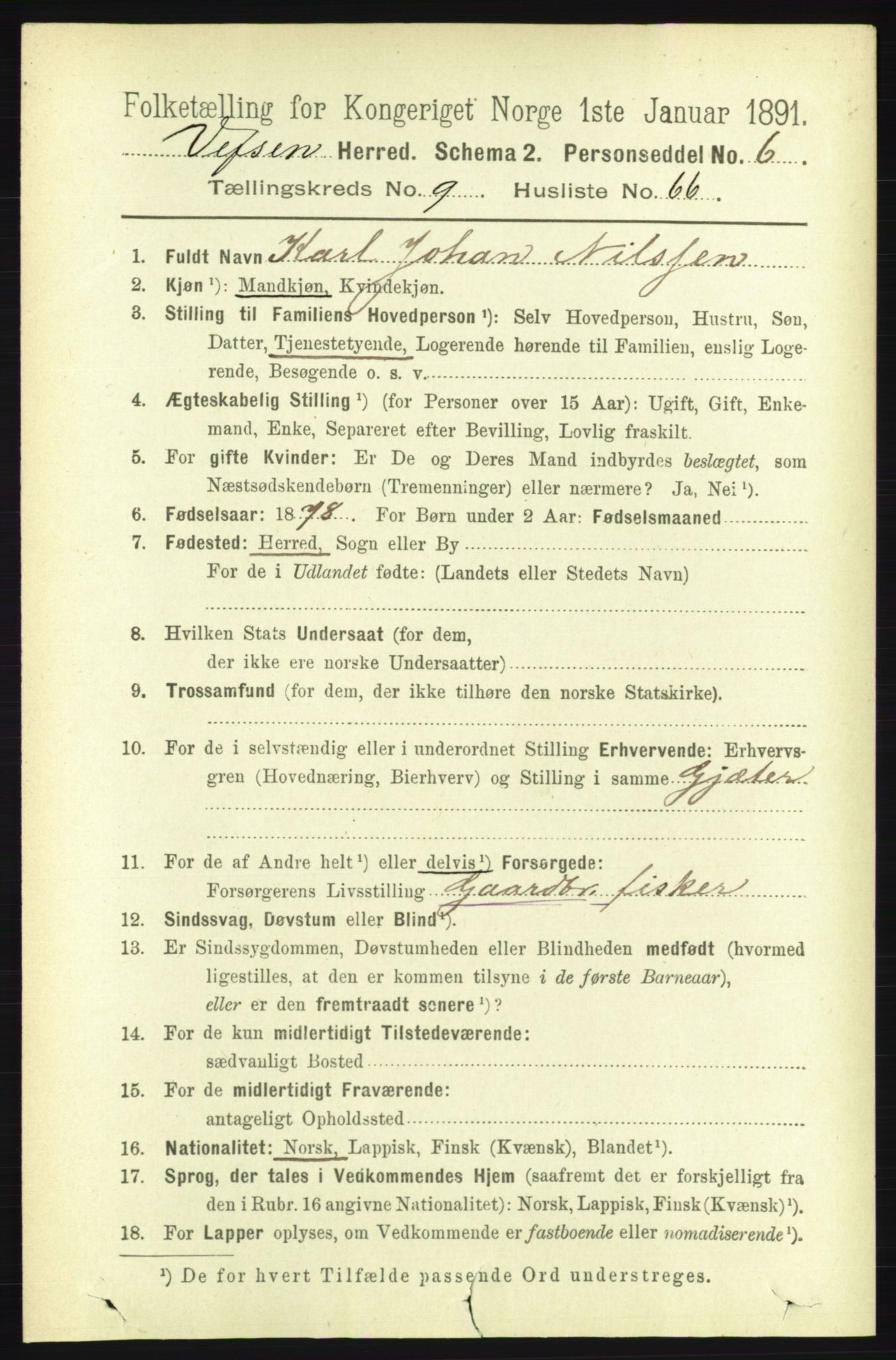 RA, 1891 census for 1824 Vefsn, 1891, p. 5123