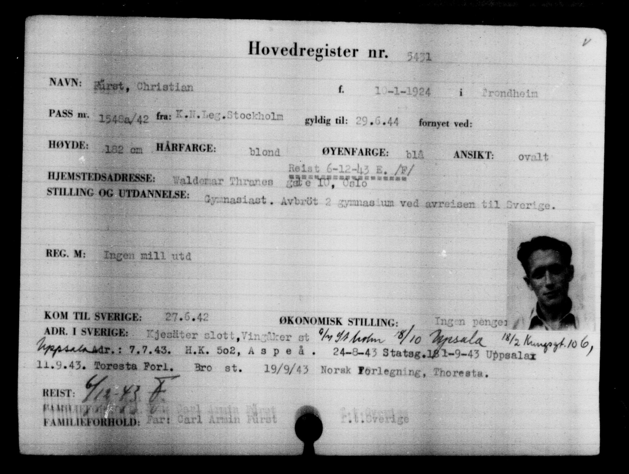 Den Kgl. Norske Legasjons Flyktningskontor, AV/RA-S-6753/V/Va/L0004: Kjesäterkartoteket.  Flyktningenr. 3496-6610, 1940-1945, p. 2233