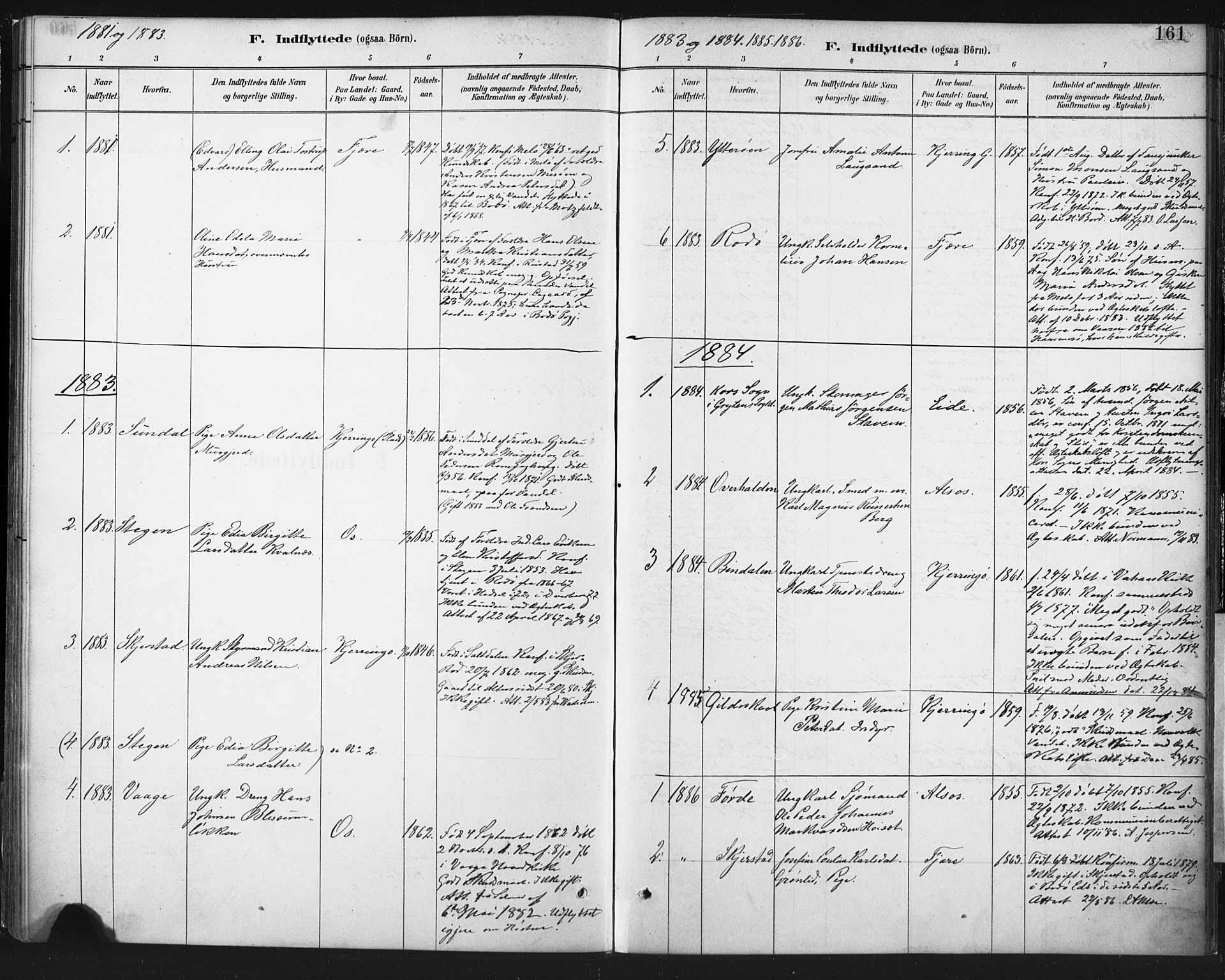 Ministerialprotokoller, klokkerbøker og fødselsregistre - Nordland, SAT/A-1459/803/L0071: Parish register (official) no. 803A01, 1881-1897, p. 161