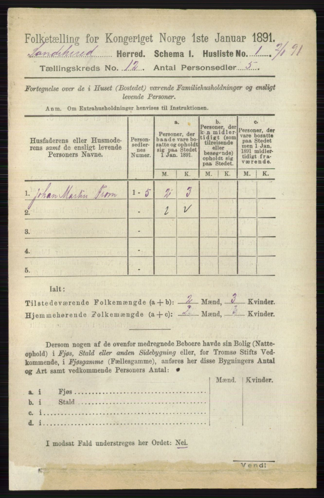 RA, 1891 census for 0724 Sandeherred, 1891, p. 7248