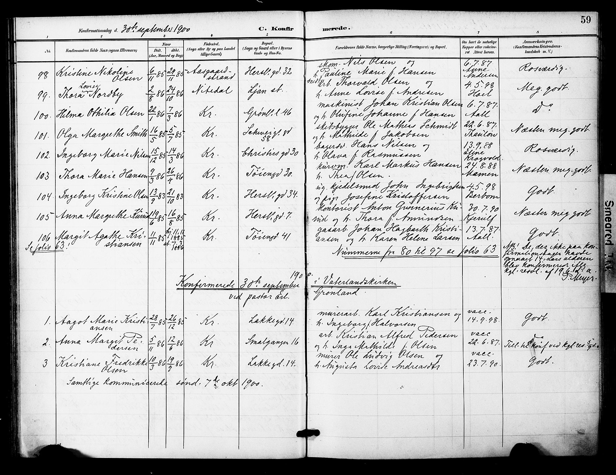Grønland prestekontor Kirkebøker, SAO/A-10848/F/Fa/L0015: Parish register (official) no. 15, 1899-1919, p. 59