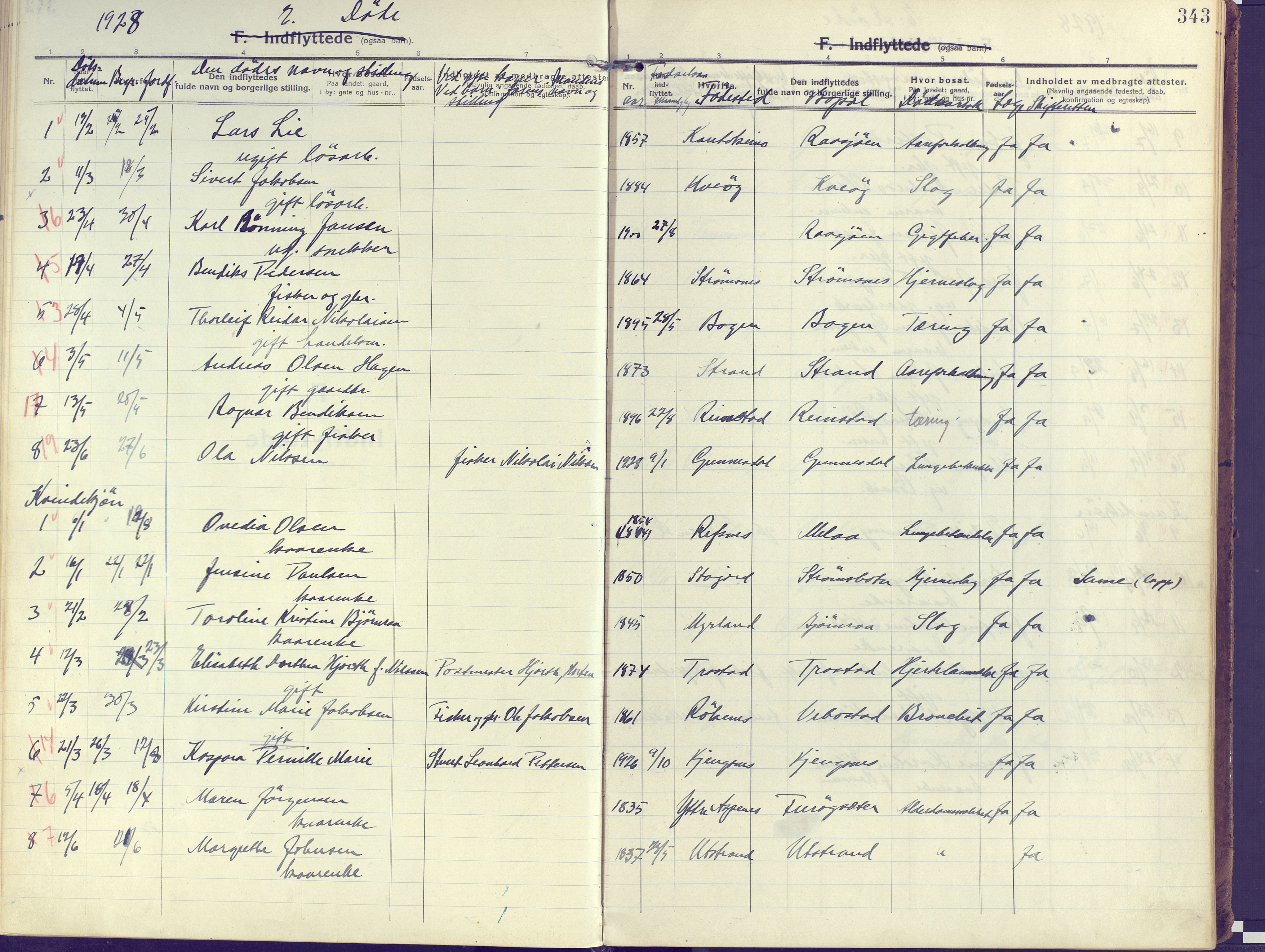 Kvæfjord sokneprestkontor, SATØ/S-1323/G/Ga/Gaa/L0007kirke: Parish register (official) no. 7, 1915-1931, p. 343