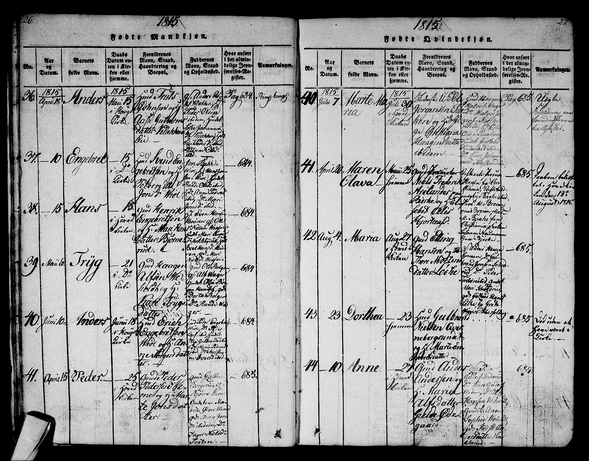 Norderhov kirkebøker, AV/SAKO-A-237/G/Ga/L0002: Parish register (copy) no. I 2, 1814-1867, p. 26-27