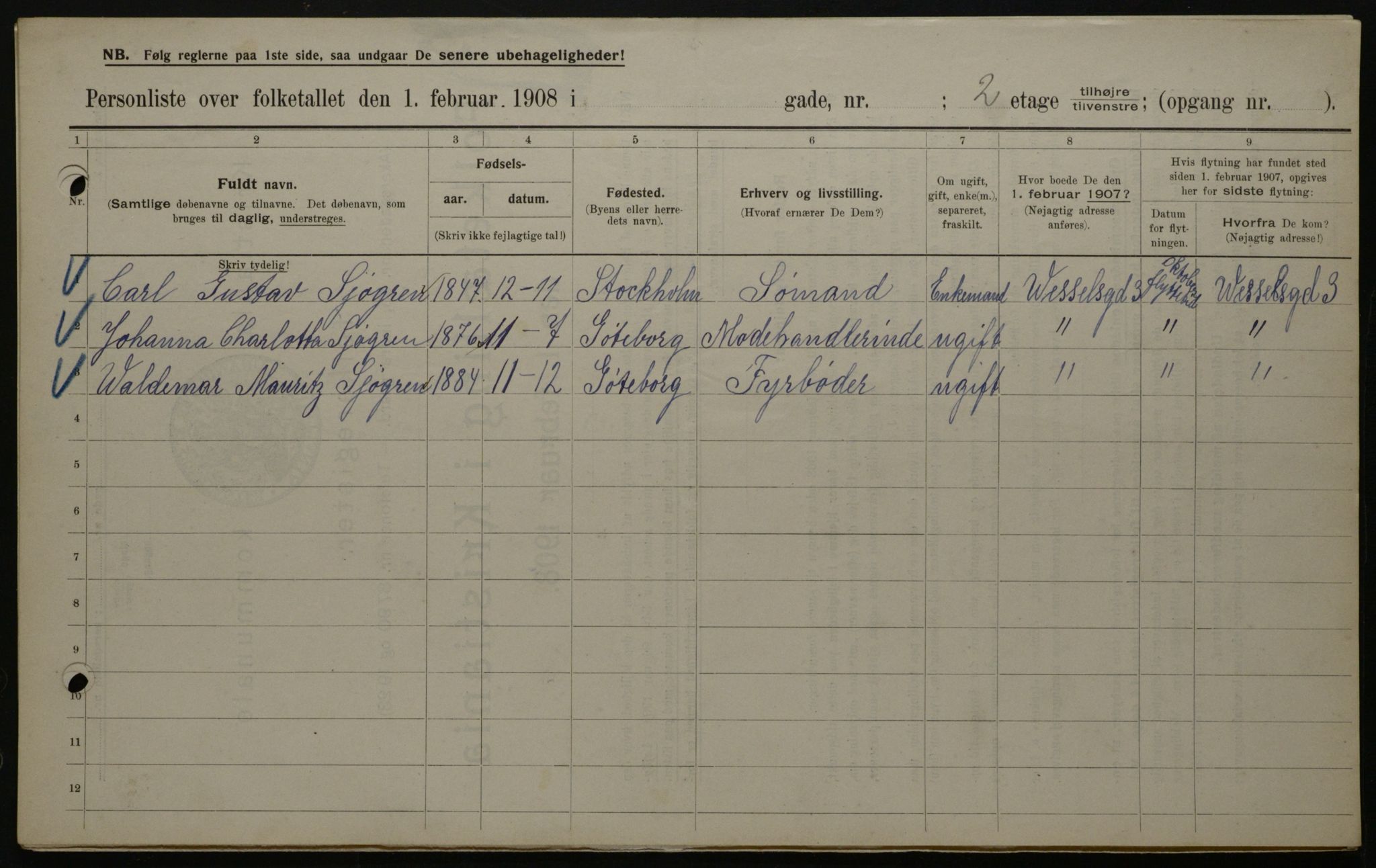 OBA, Municipal Census 1908 for Kristiania, 1908, p. 5129