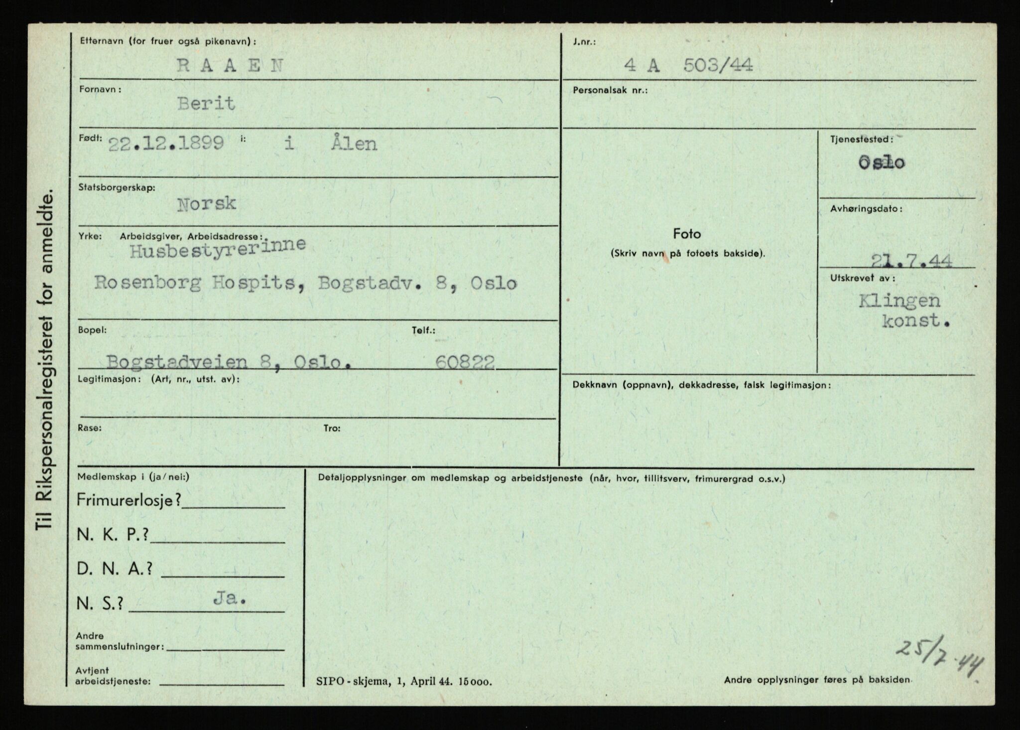 Statspolitiet - Hovedkontoret / Osloavdelingen, AV/RA-S-1329/C/Ca/L0013: Raa - Servold, 1943-1945, p. 36