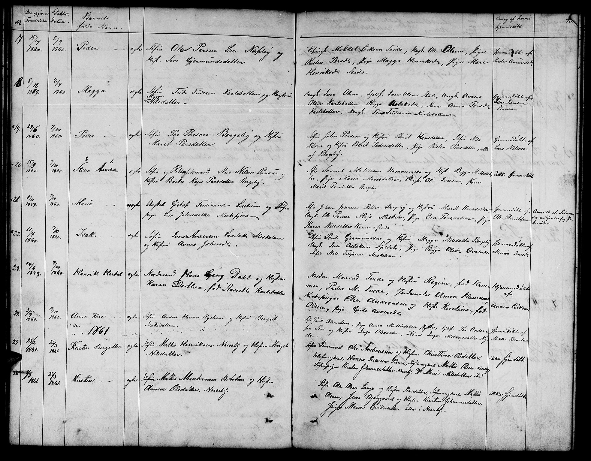 Nesseby sokneprestkontor, SATØ/S-1330/H/Hb/L0001klokker: Parish register (copy) no. 1, 1844-1861, p. 45