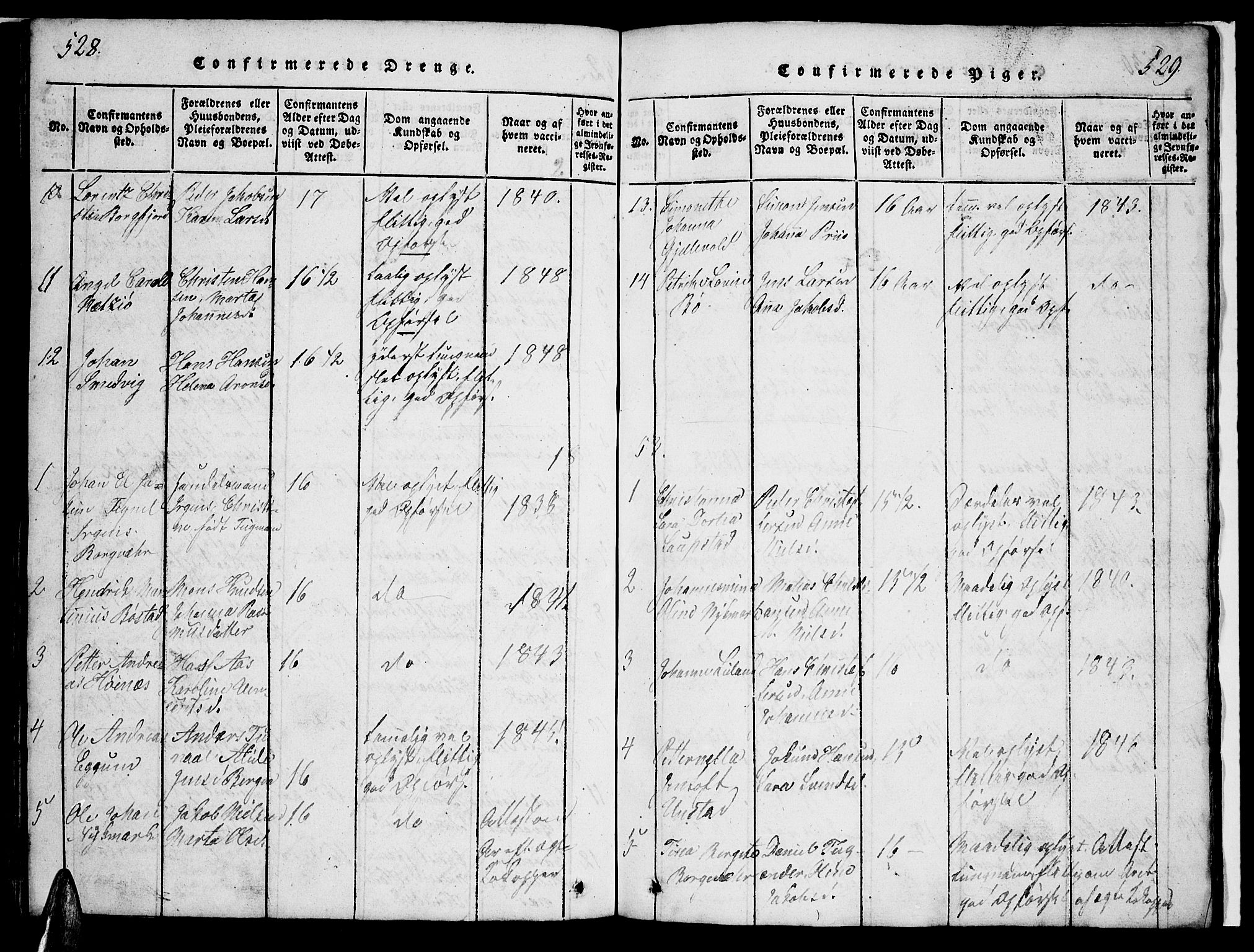 Ministerialprotokoller, klokkerbøker og fødselsregistre - Nordland, AV/SAT-A-1459/880/L1139: Parish register (copy) no. 880C01, 1836-1857, p. 528-529