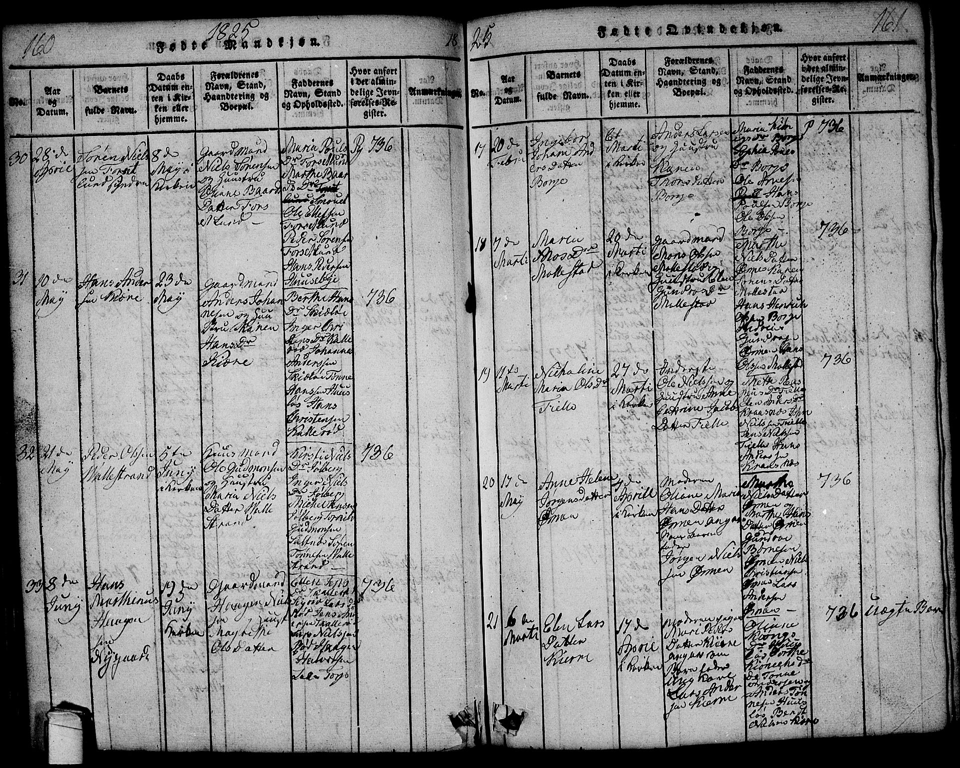 Onsøy prestekontor Kirkebøker, AV/SAO-A-10914/G/Ga/L0001: Parish register (copy) no. I 1, 1814-1840, p. 160-161