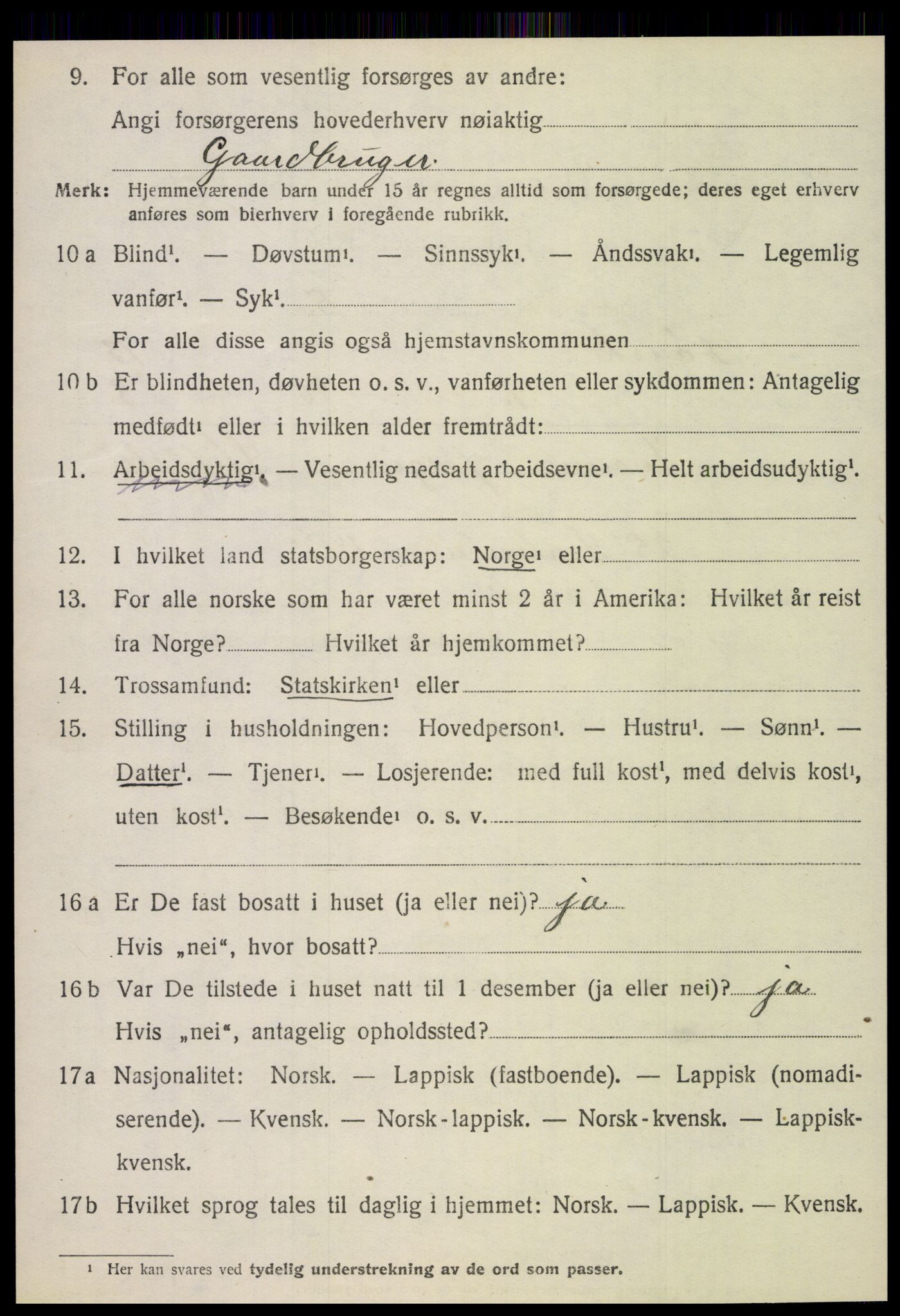 SAT, 1920 census for Fauske, 1920, p. 8369