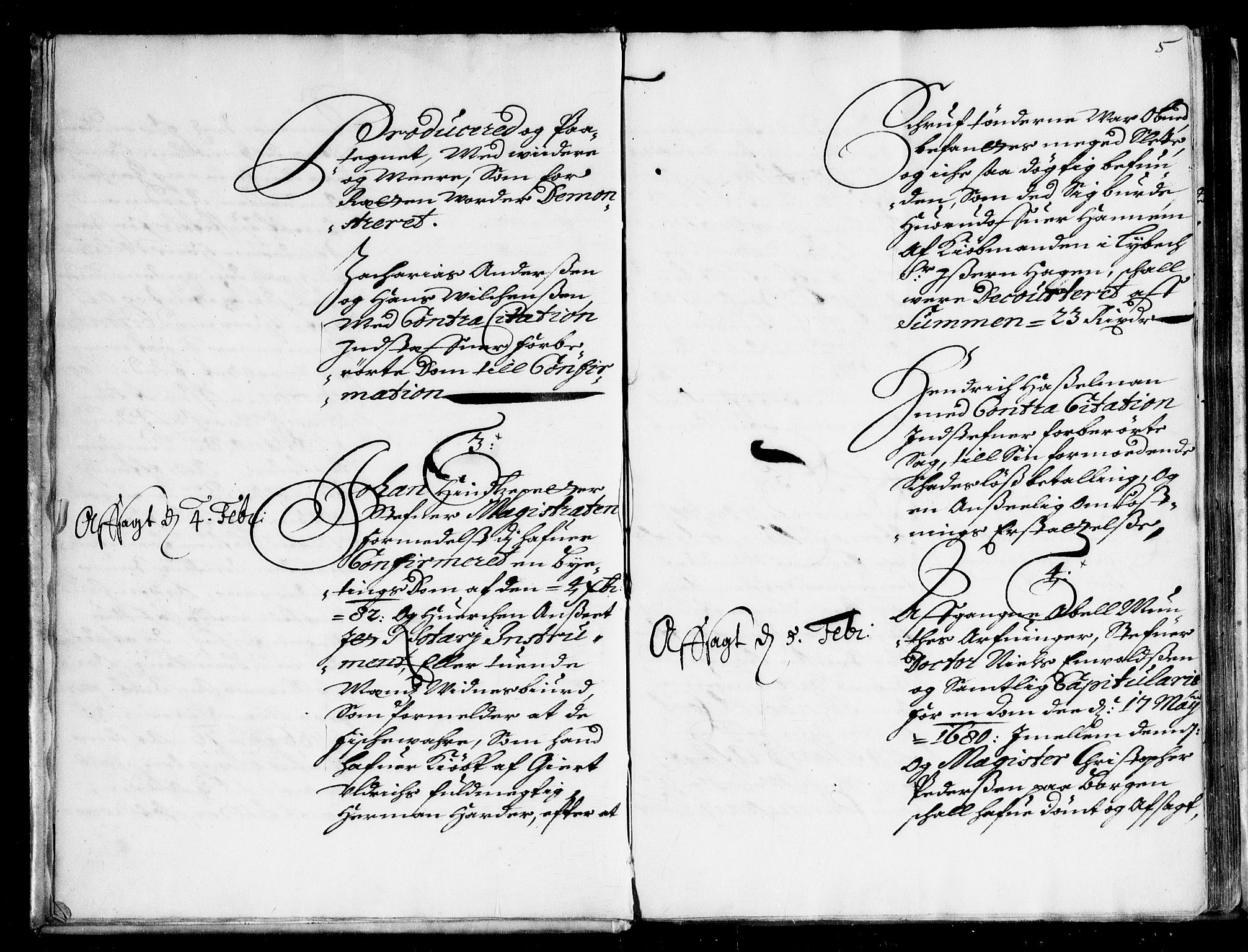 Overhoffretten 1667-1797, AV/RA-EA-2884/Ad/L0246: Ekstraktprotokoll, 1684, p. 4-5