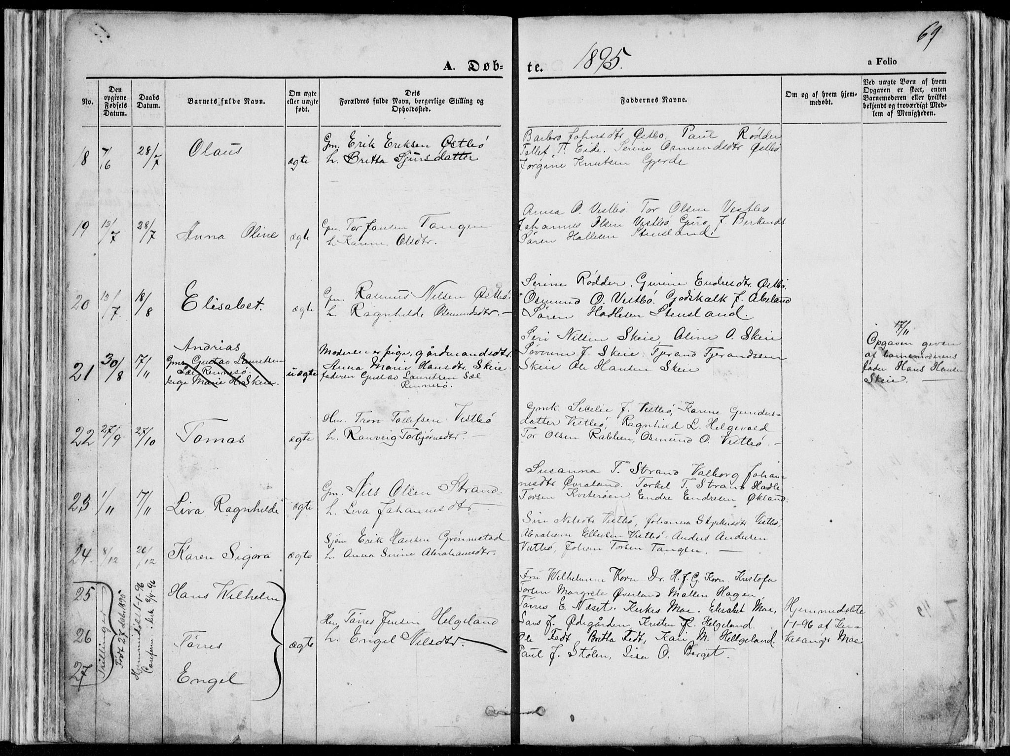 Vikedal sokneprestkontor, SAST/A-101840/01/V: Parish register (copy) no. B 10, 1864-1926, p. 69