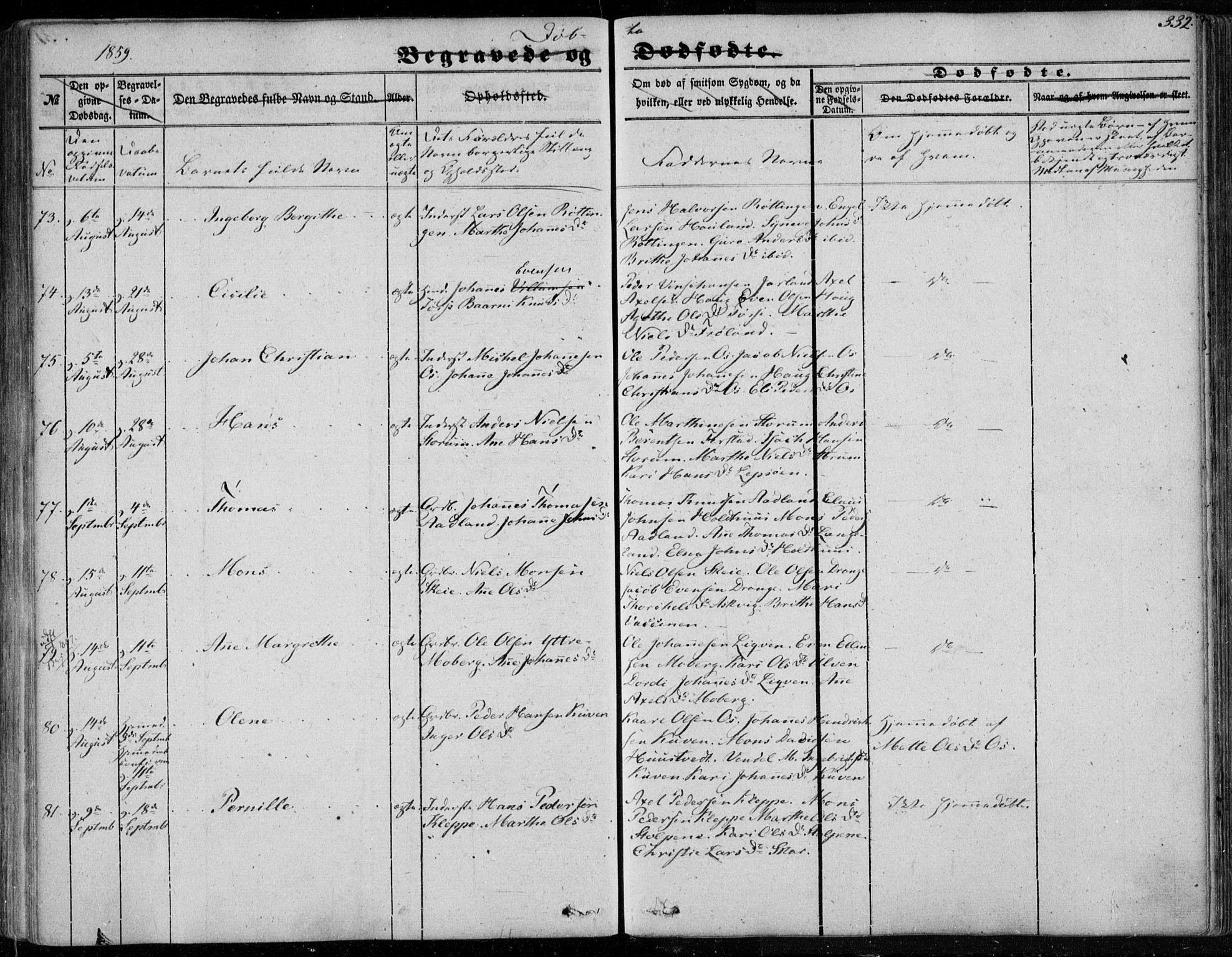 Os sokneprestembete, SAB/A-99929: Parish register (official) no. A 16, 1851-1859, p. 332
