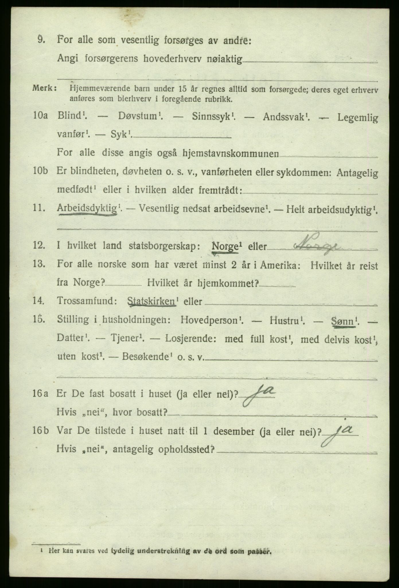 SAB, 1920 census for Selje, 1920, p. 3050