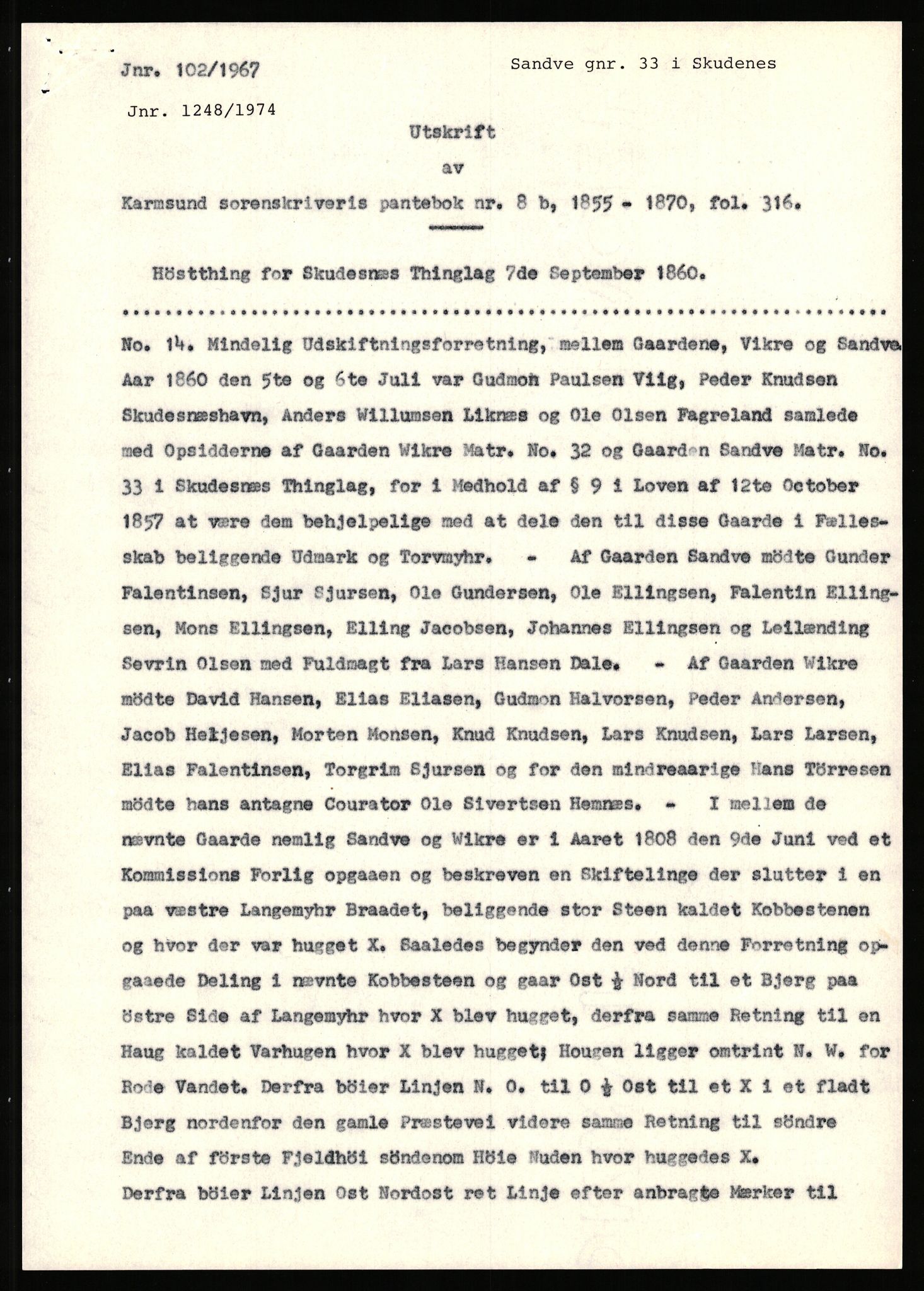 Statsarkivet i Stavanger, AV/SAST-A-101971/03/Y/Yj/L0073: Avskrifter sortert etter gårdsnavn: Sandstøl ytre - Selland, 1750-1930, p. 33
