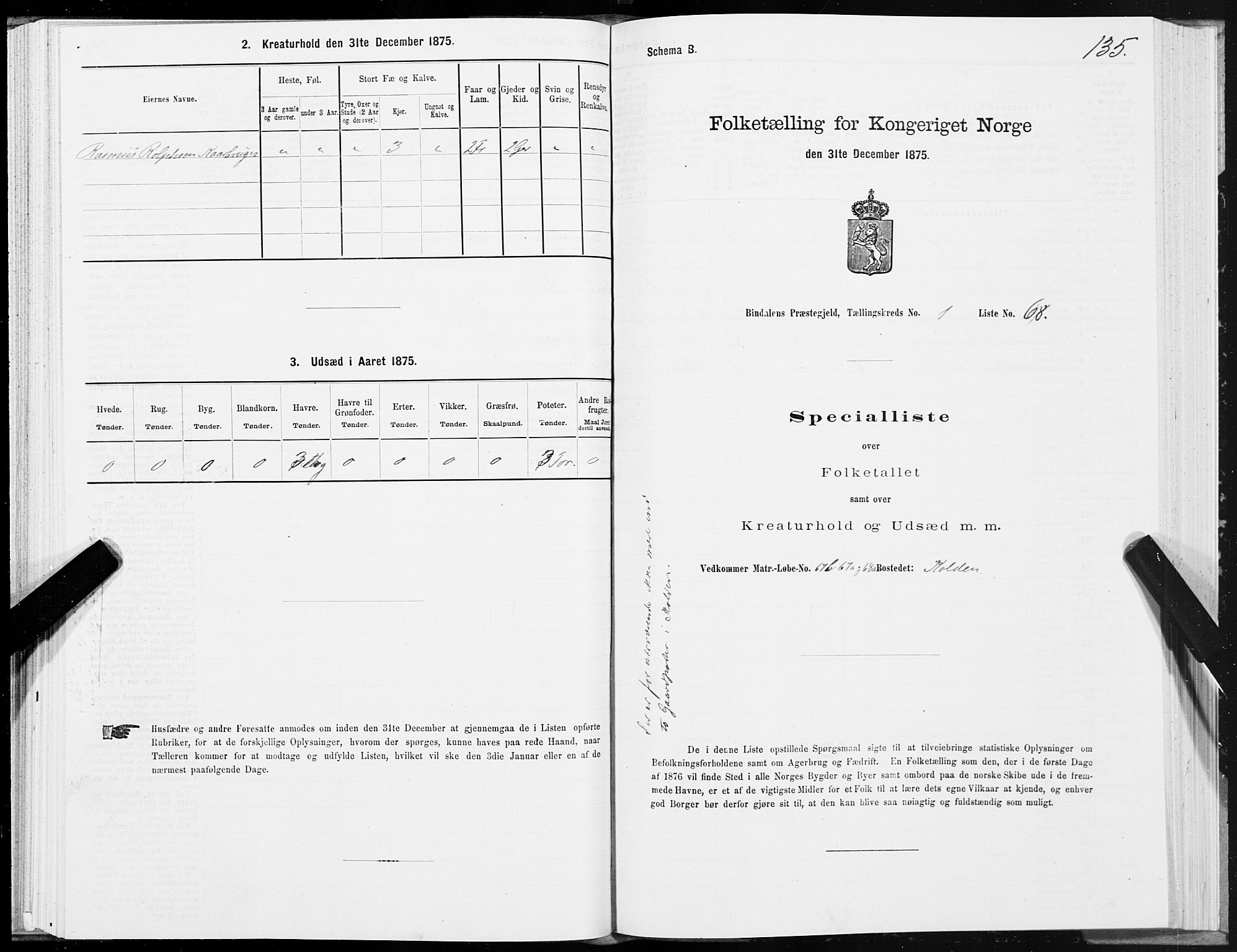 SAT, 1875 census for 1811P Bindal, 1875, p. 1135