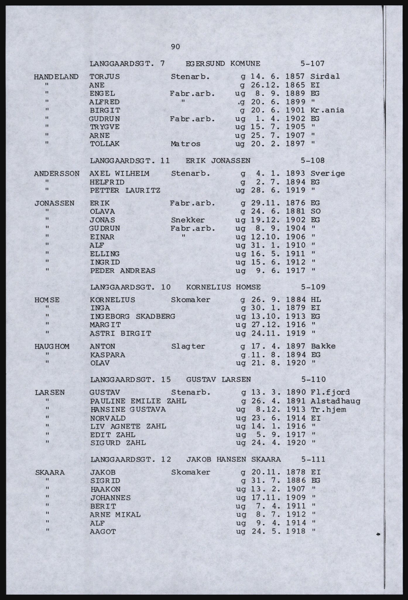 SAST, Copy of 1920 census for Dalane, 1920, p. 534