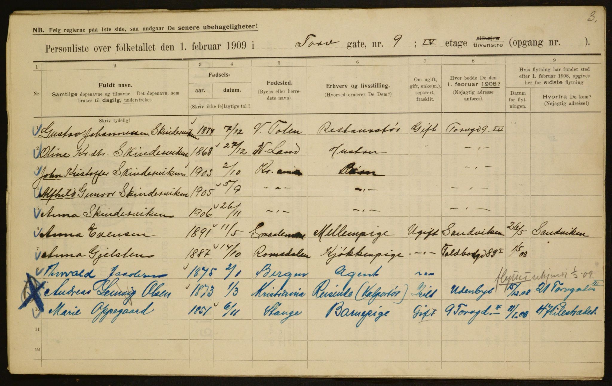 OBA, Municipal Census 1909 for Kristiania, 1909, p. 103356