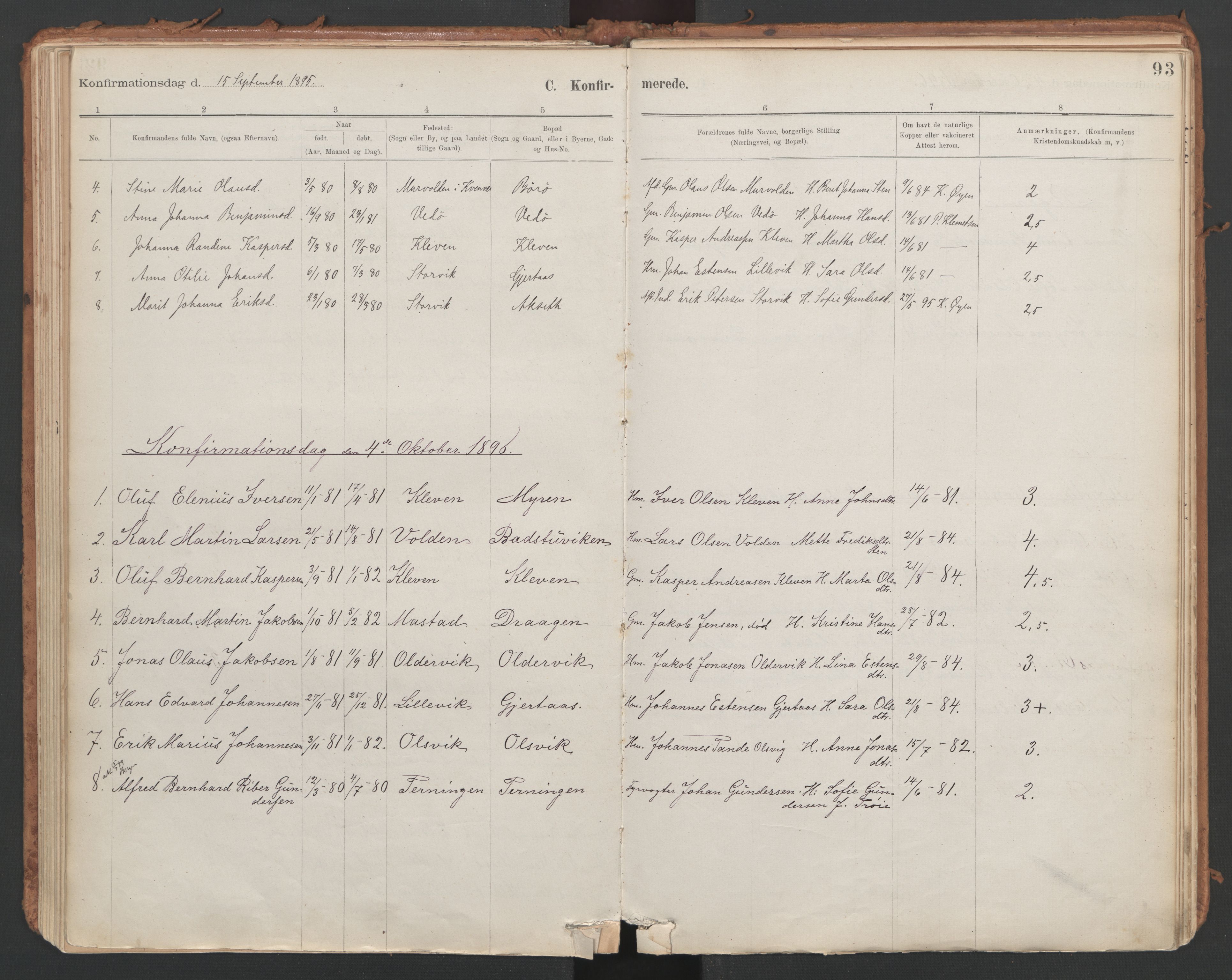 Ministerialprotokoller, klokkerbøker og fødselsregistre - Sør-Trøndelag, SAT/A-1456/639/L0572: Parish register (official) no. 639A01, 1890-1920, p. 93