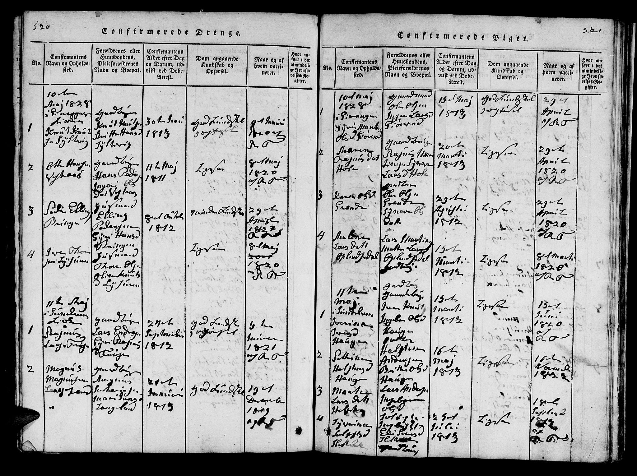 Ministerialprotokoller, klokkerbøker og fødselsregistre - Møre og Romsdal, SAT/A-1454/519/L0246: Parish register (official) no. 519A05, 1817-1834, p. 520-521