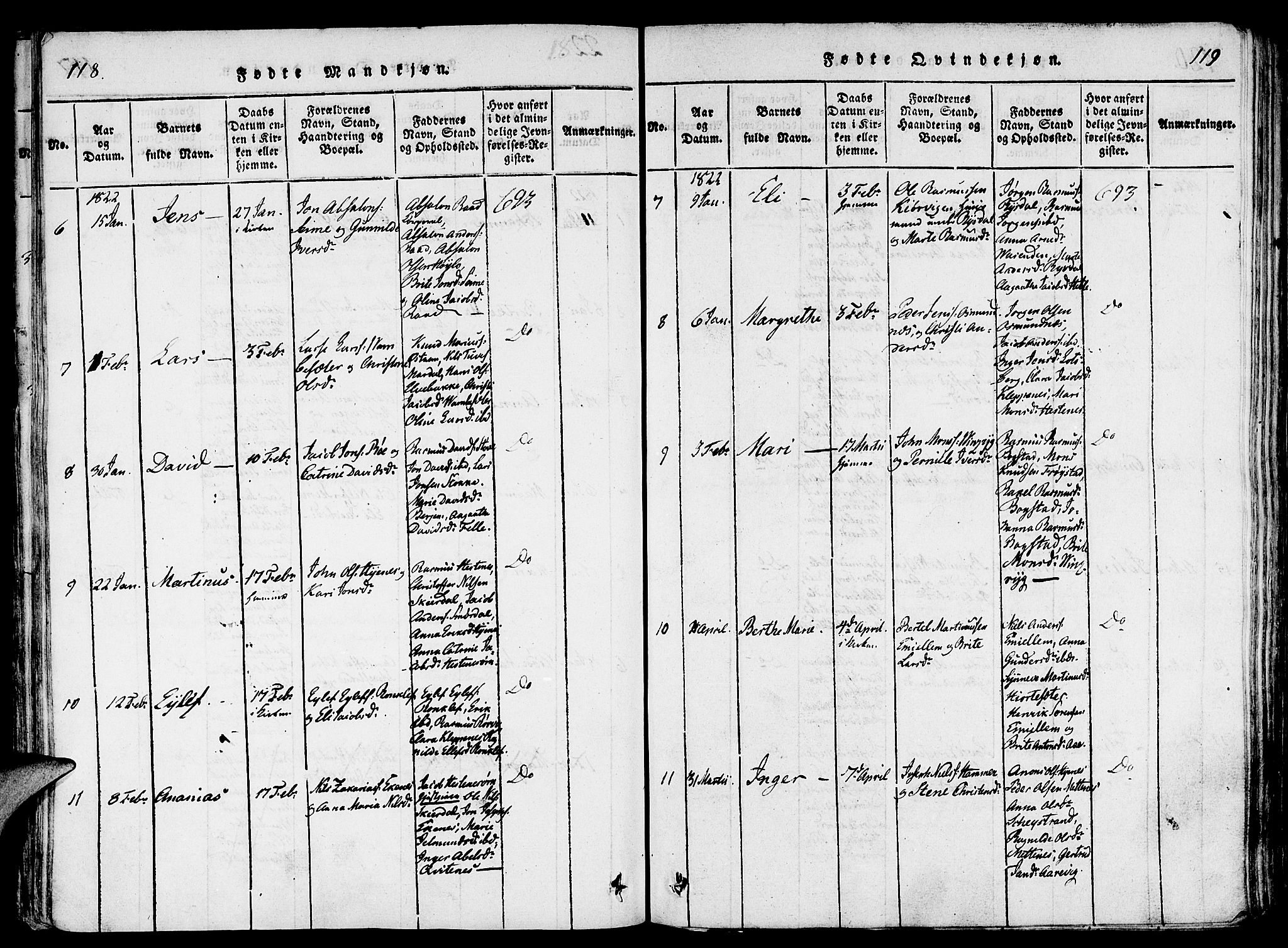 Gloppen sokneprestembete, SAB/A-80101/H/Haa/Haaa/L0006: Parish register (official) no. A 6, 1816-1826, p. 118-119