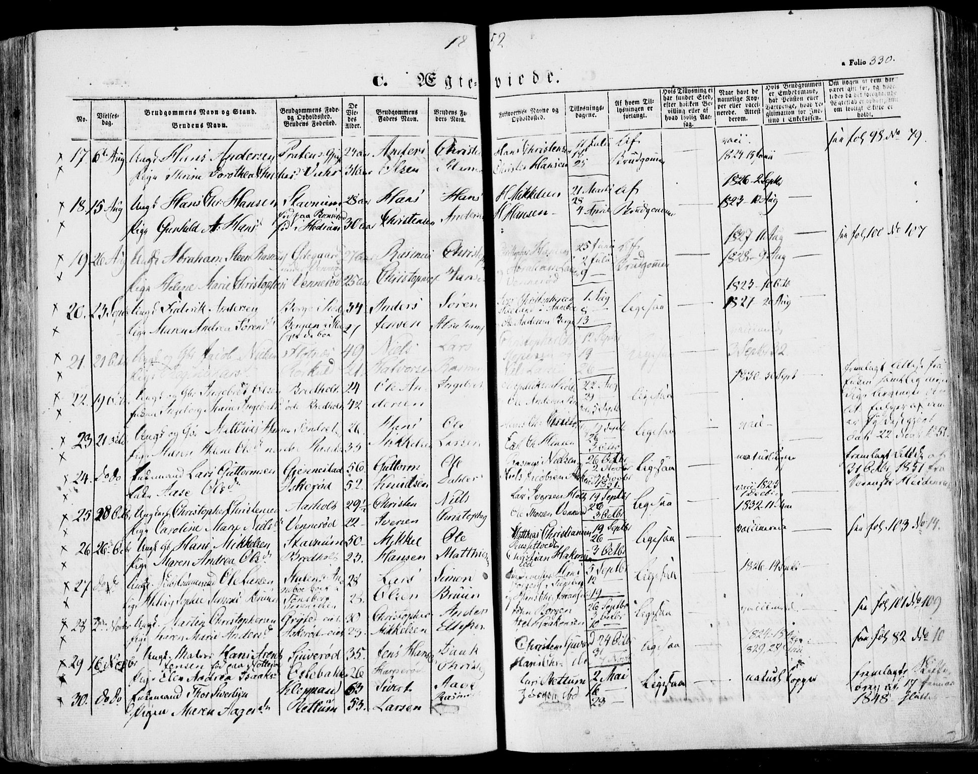 Stokke kirkebøker, AV/SAKO-A-320/F/Fa/L0007: Parish register (official) no. I 7, 1844-1857, p. 330