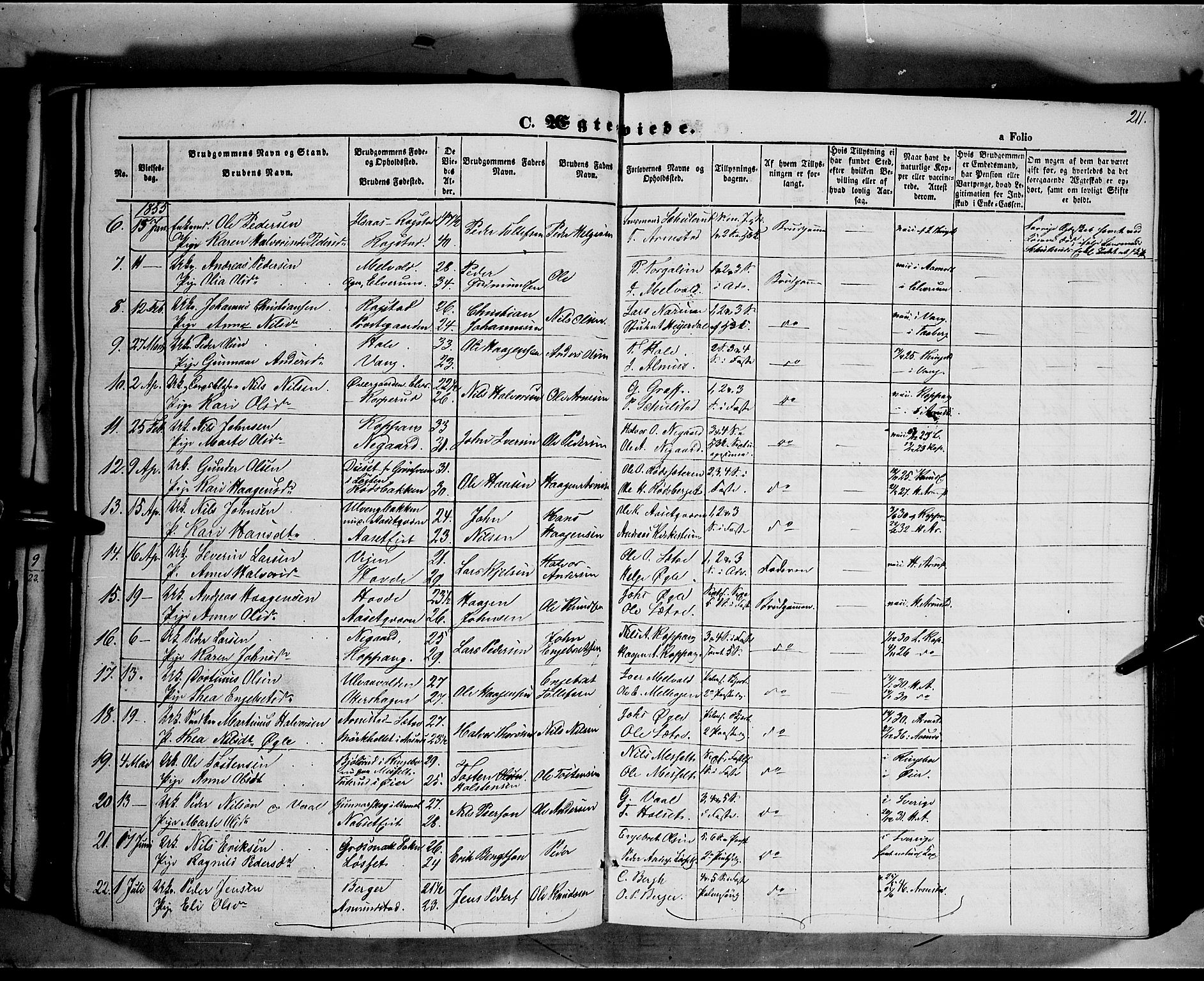 Åmot prestekontor, Hedmark, SAH/PREST-056/H/Ha/Haa/L0006: Parish register (official) no. 6, 1842-1861, p. 211