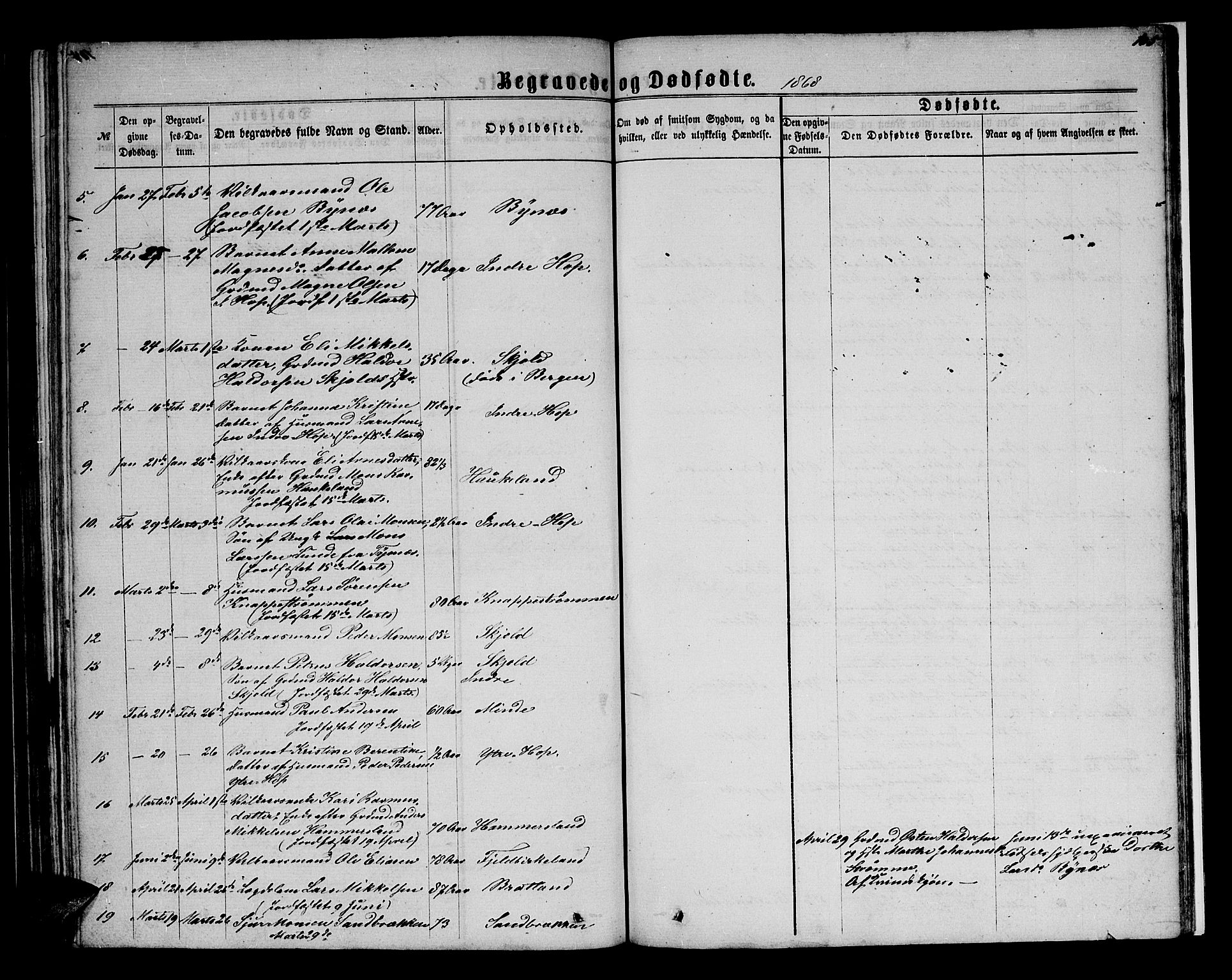 Birkeland Sokneprestembete, AV/SAB-A-74601/H/Hab: Parish register (copy) no. A 2, 1863-1876, p. 105