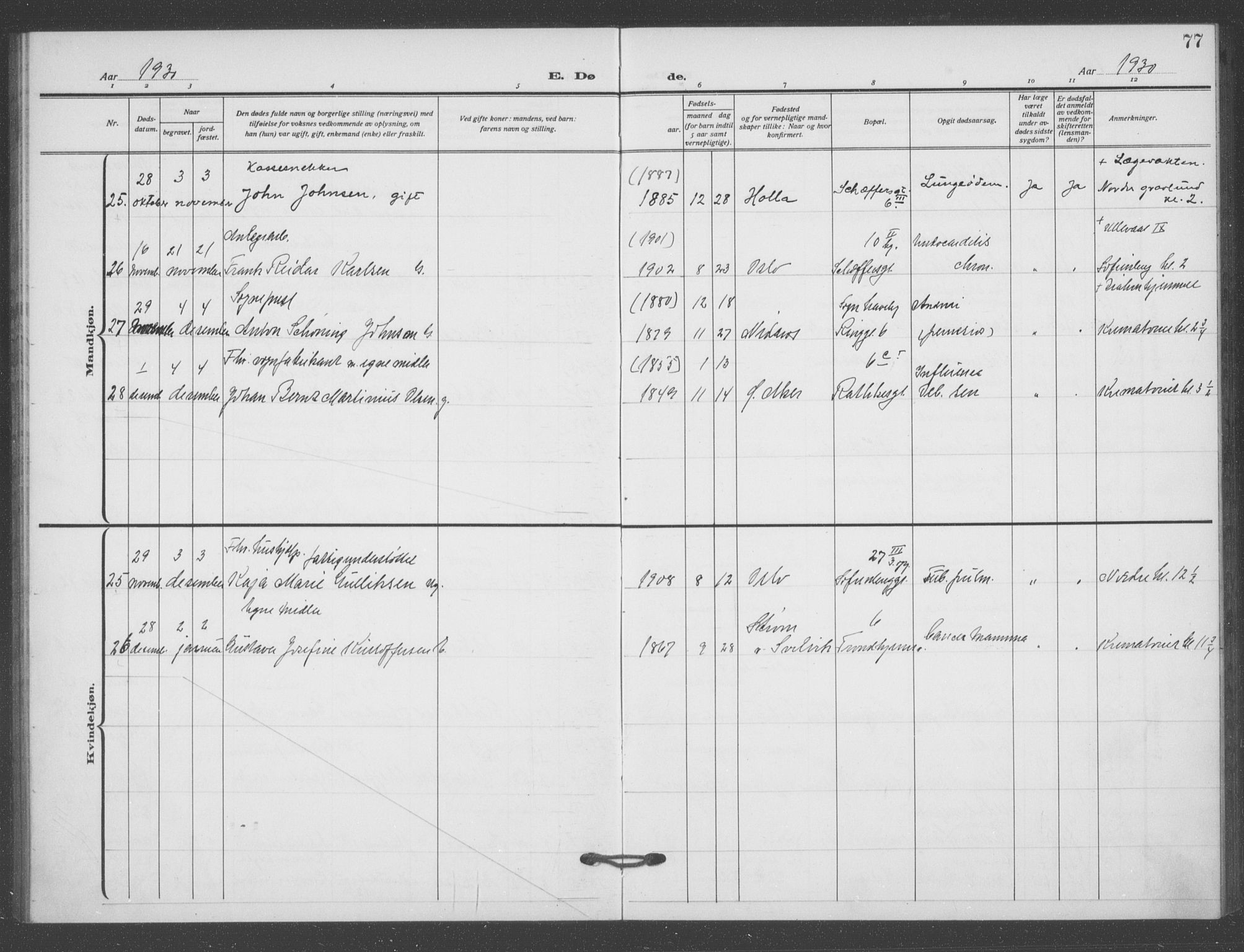 Matteus prestekontor Kirkebøker, SAO/A-10870/F/Fa/L0004: Parish register (official) no. 4, 1917-1938, p. 77