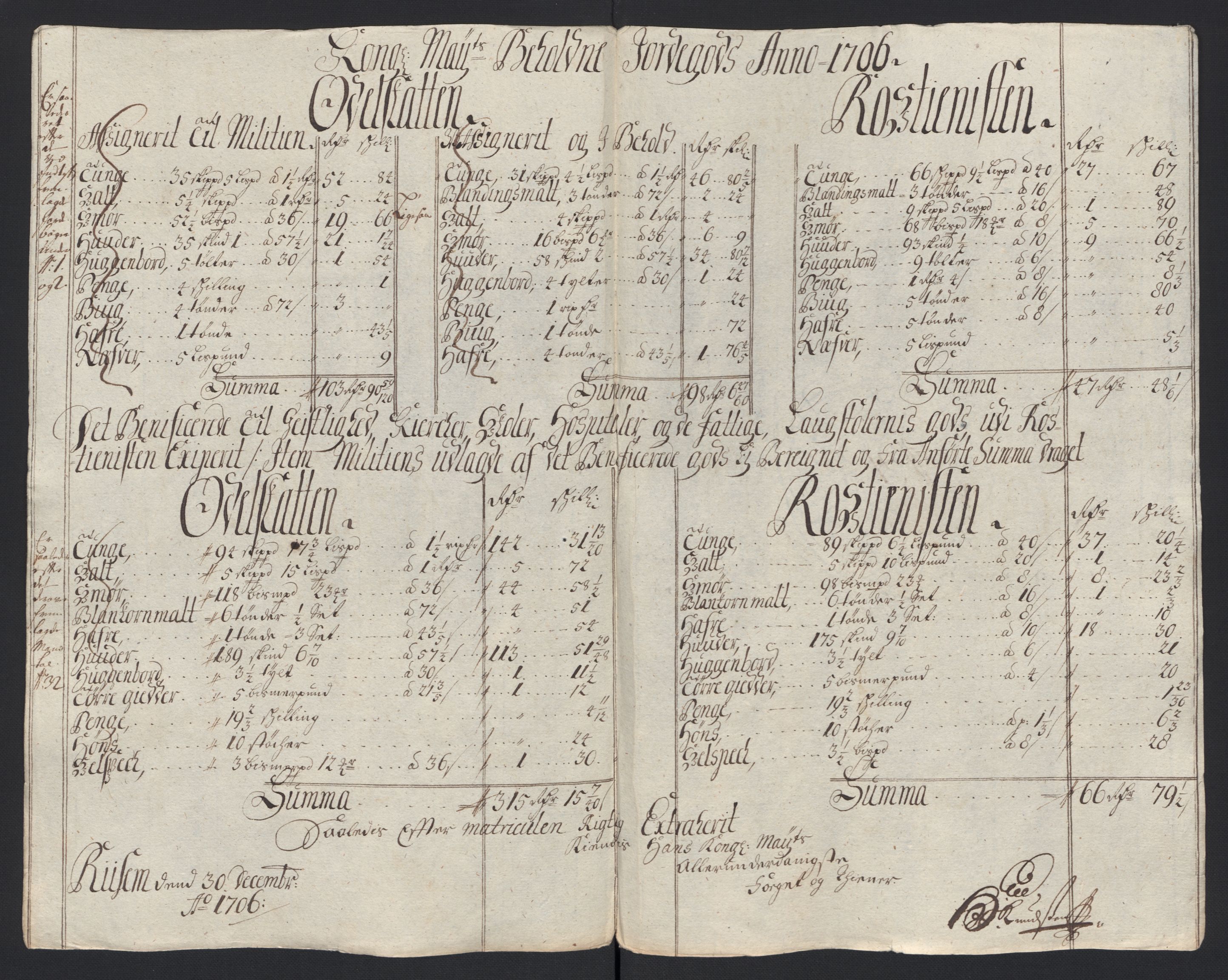 Rentekammeret inntil 1814, Reviderte regnskaper, Fogderegnskap, AV/RA-EA-4092/R04/L0133: Fogderegnskap Moss, Onsøy, Tune, Veme og Åbygge, 1705-1706, p. 376