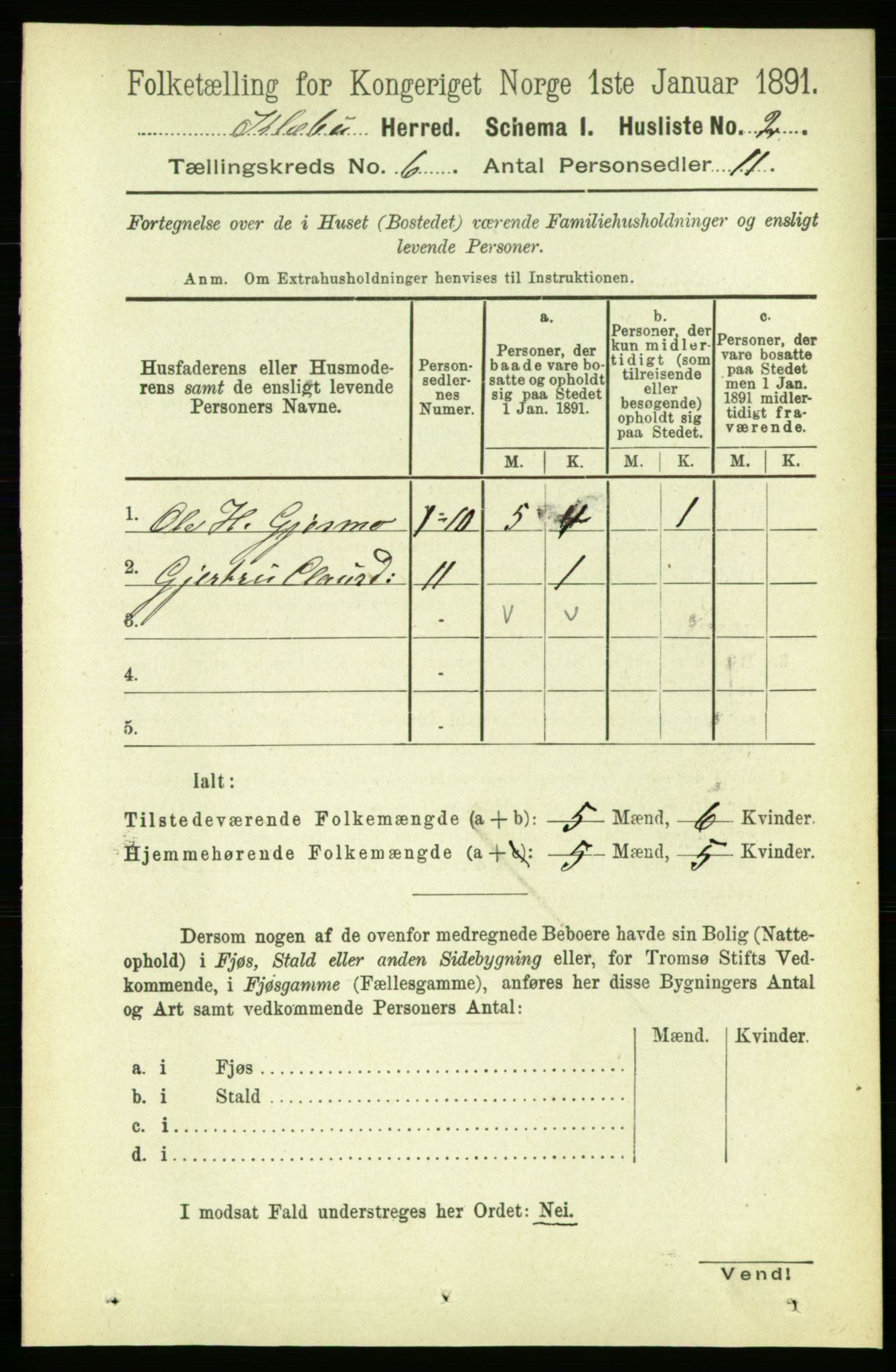 RA, 1891 census for 1662 Klæbu, 1891, p. 1210