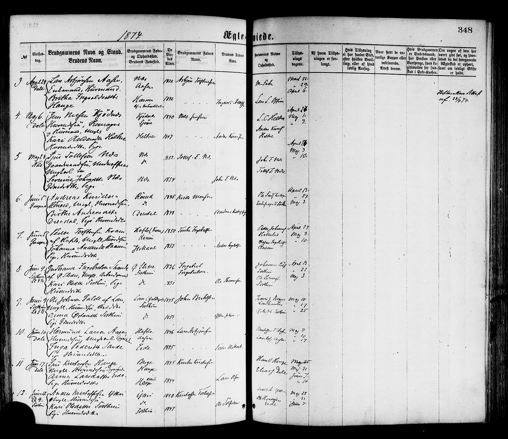 Luster sokneprestembete, AV/SAB-A-81101/H/Haa/Haaa/L0010: Parish register (official) no. A 10, 1871-1886, p. 348