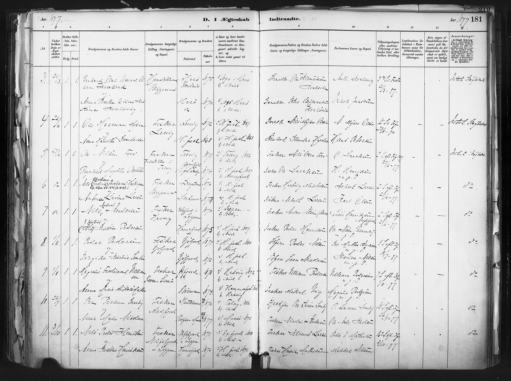 Hammerfest sokneprestkontor, AV/SATØ-S-1347/H/Ha/L0011.kirke: Parish register (official) no. 11 /1, 1885-1897, p. 181