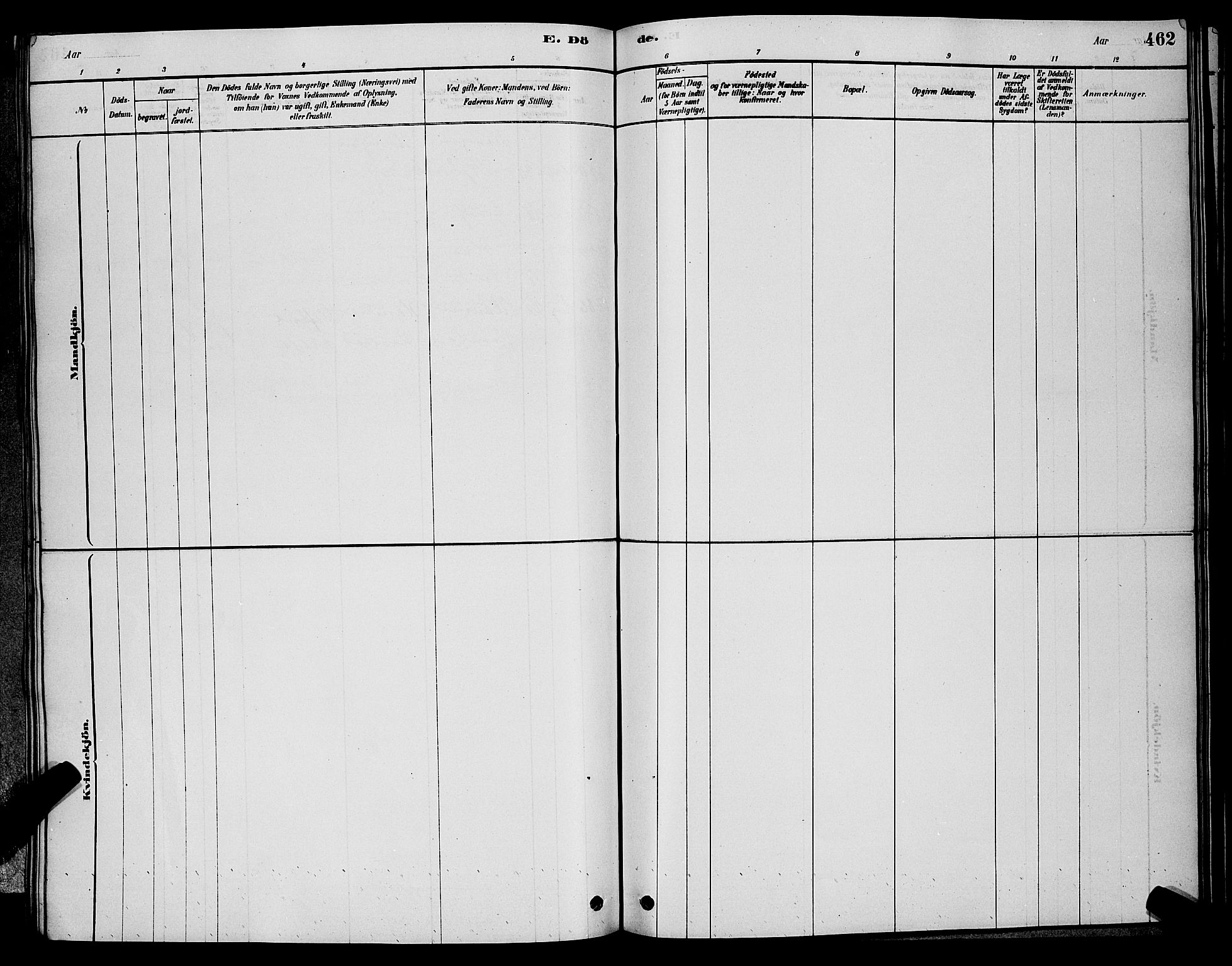 Barbu sokneprestkontor, AV/SAK-1111-0003/F/Fb/L0001: Parish register (copy) no. B 1, 1878-1890, p. 462