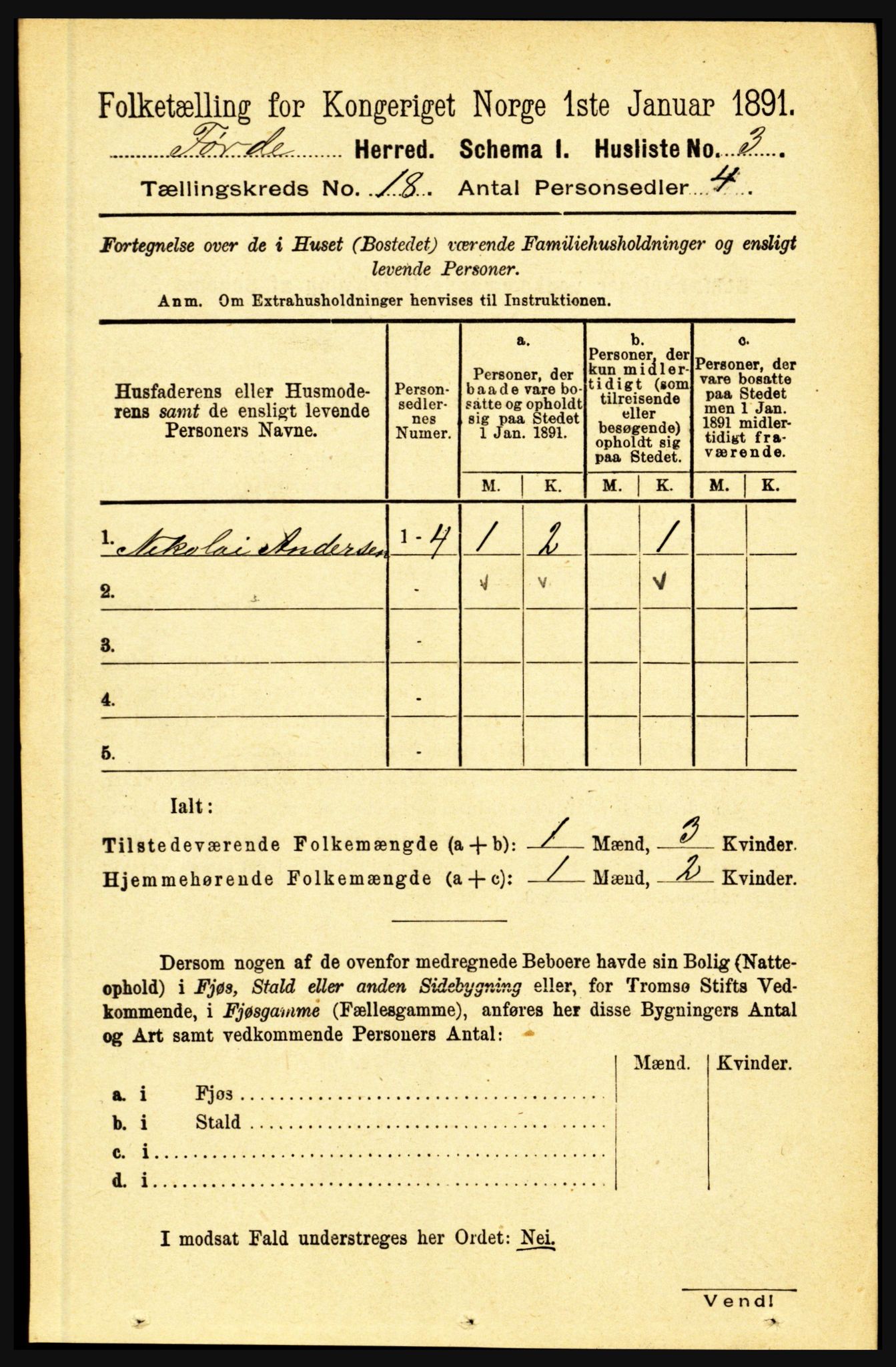 RA, 1891 census for 1432 Førde, 1891, p. 6327