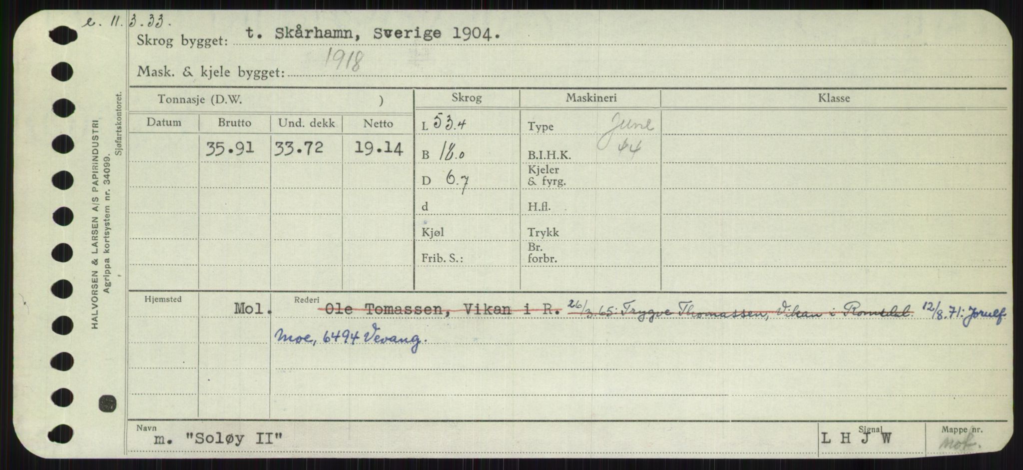 Sjøfartsdirektoratet med forløpere, Skipsmålingen, RA/S-1627/H/Ha/L0005/0002: Fartøy, S-Sven / Fartøy, Skjo-Sven, p. 265