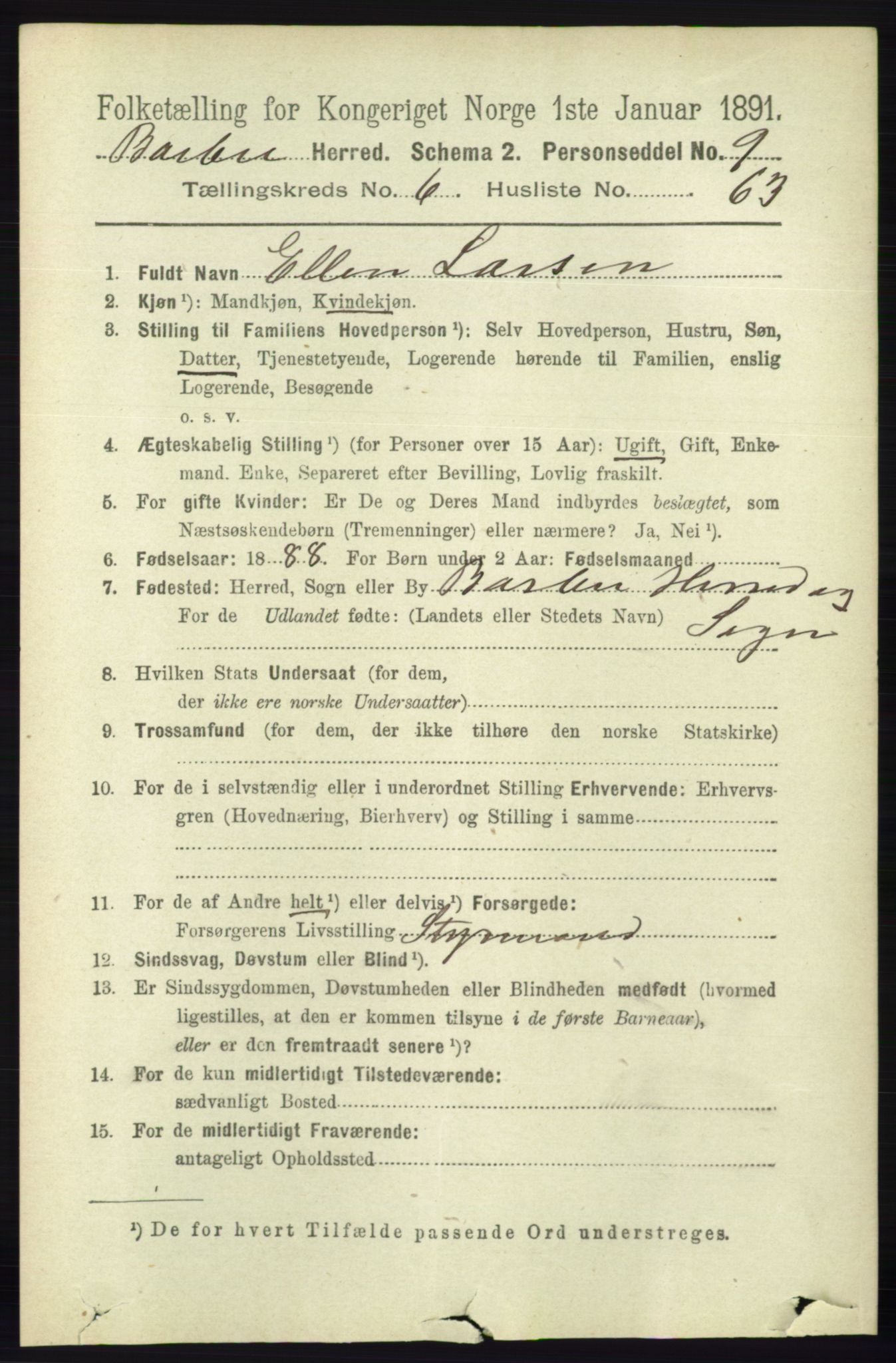 RA, 1891 census for 0990 Barbu, 1891, p. 4939