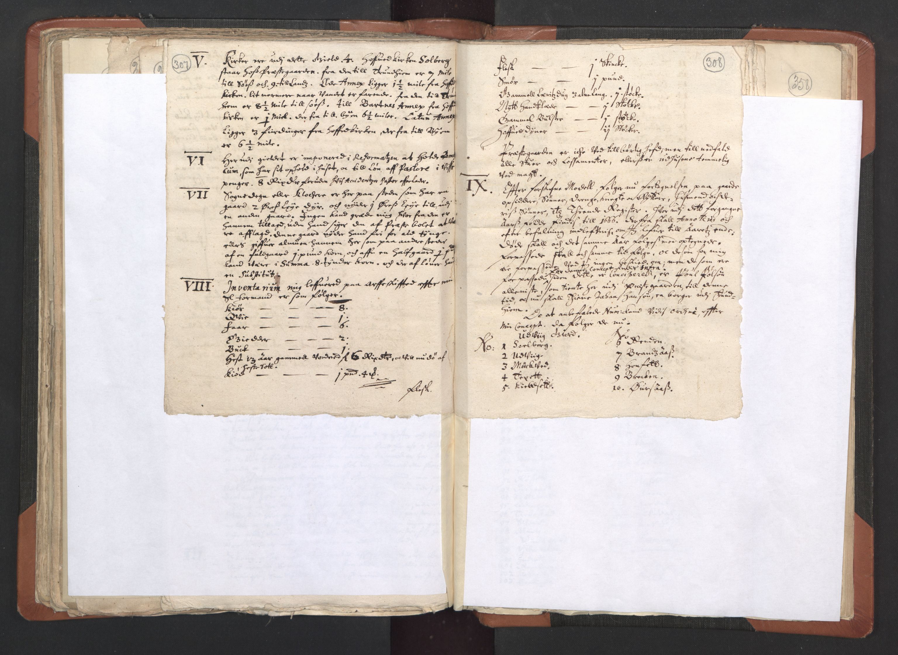 RA, Vicar's Census 1664-1666, no. 33: Innherad deanery, 1664-1666, p. 307-308