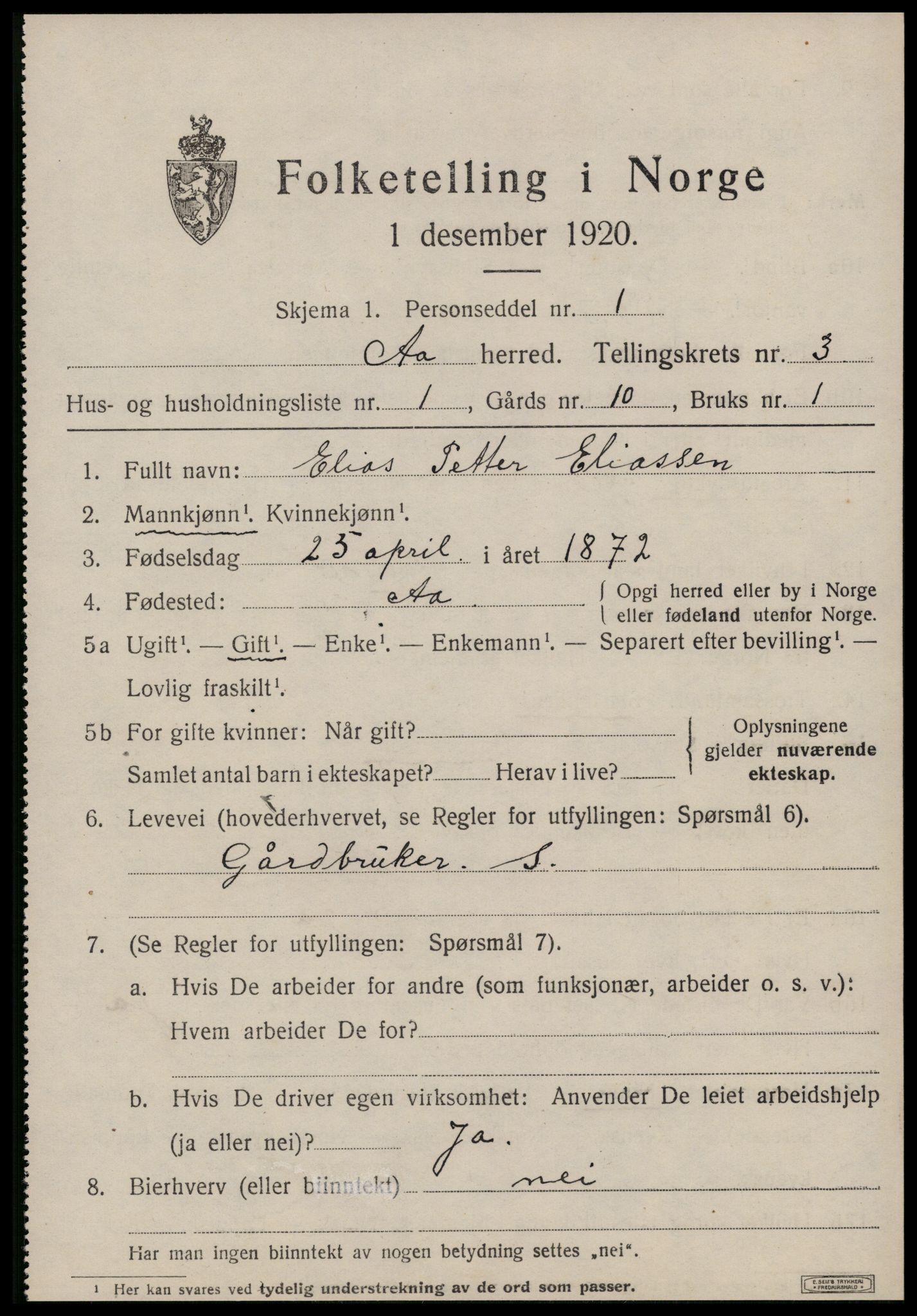 SAT, 1920 census for Å, 1920, p. 1732