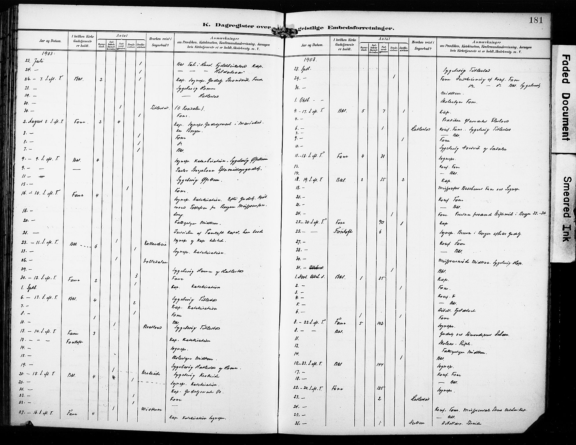 Fana Sokneprestembete, AV/SAB-A-75101/H/Haa/Haab/L0003: Parish register (official) no. B 3, 1898-1907, p. 181