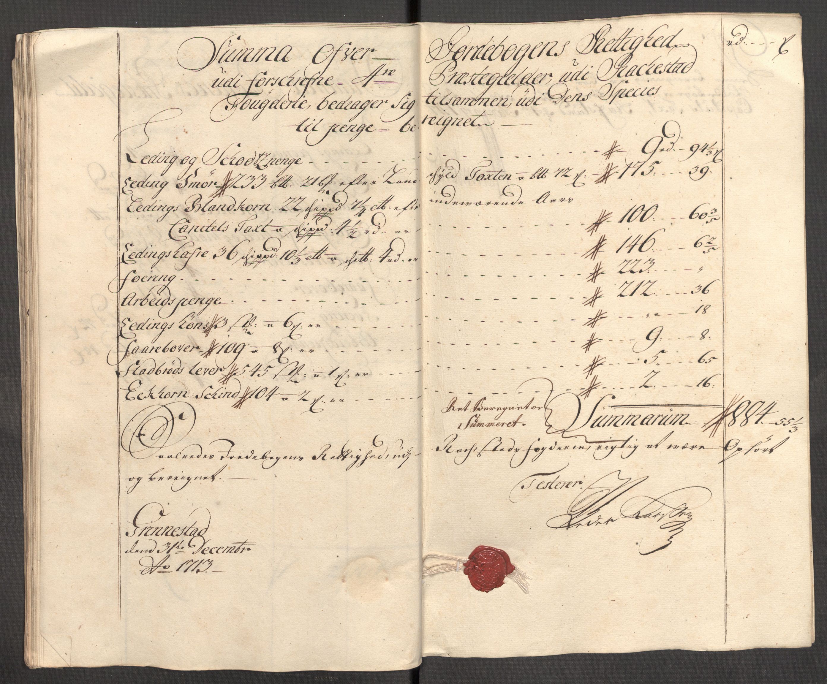 Rentekammeret inntil 1814, Reviderte regnskaper, Fogderegnskap, AV/RA-EA-4092/R07/L0306: Fogderegnskap Rakkestad, Heggen og Frøland, 1713, p. 299