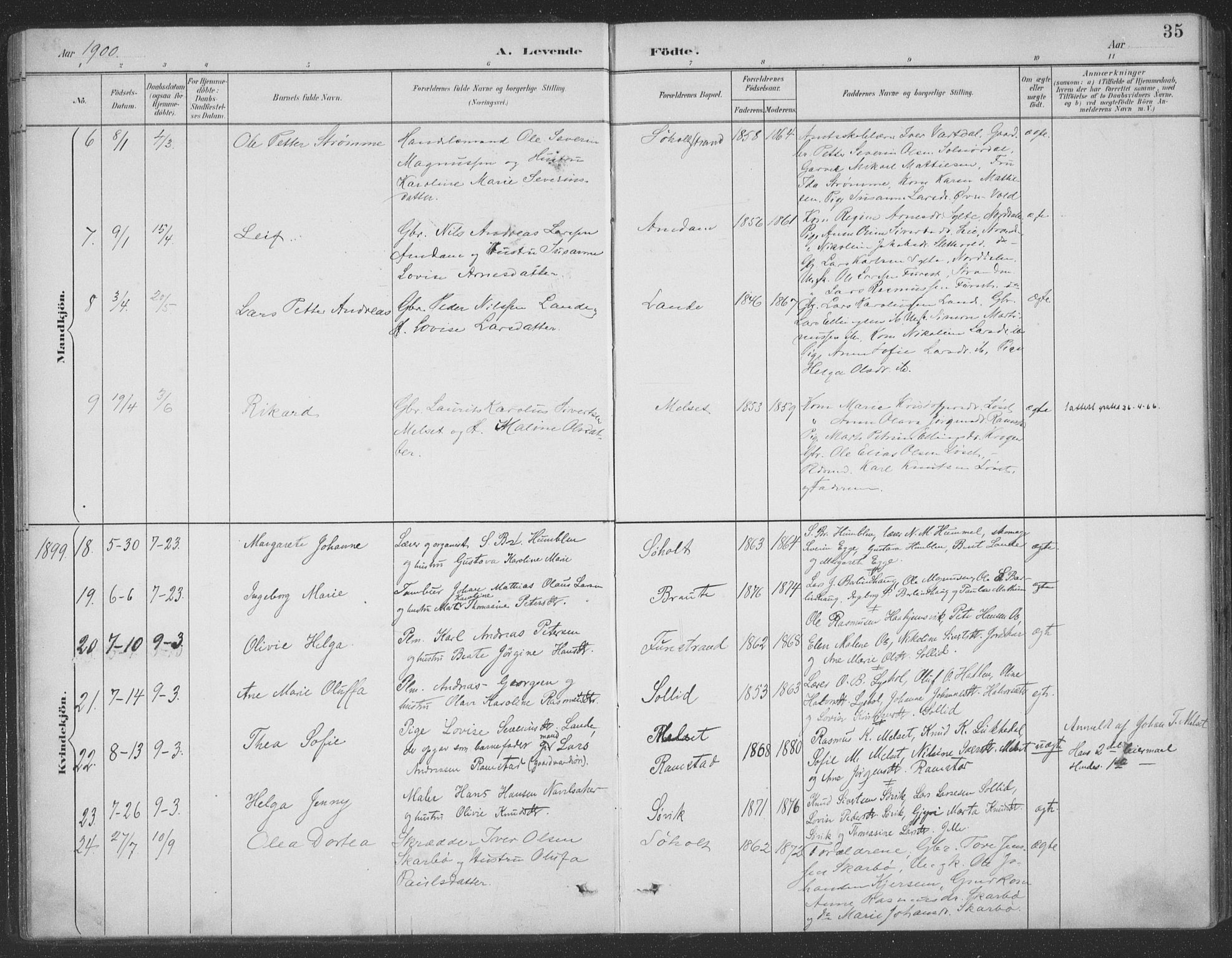 Ministerialprotokoller, klokkerbøker og fødselsregistre - Møre og Romsdal, AV/SAT-A-1454/522/L0316: Parish register (official) no. 522A11, 1890-1911, p. 35