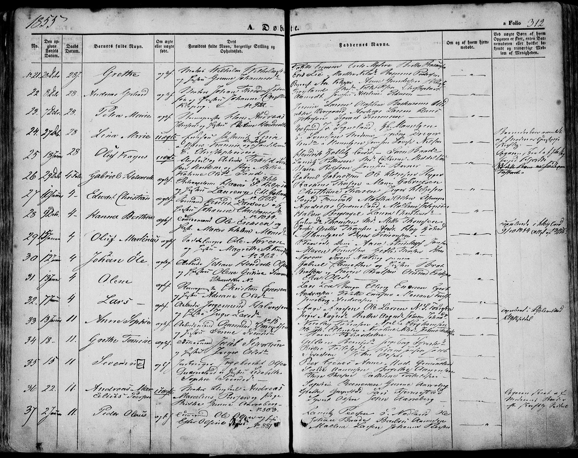 Domkirken sokneprestkontor, SAST/A-101812/001/30/30BA/L0016: Parish register (official) no. A 15, 1844-1854, p. 312