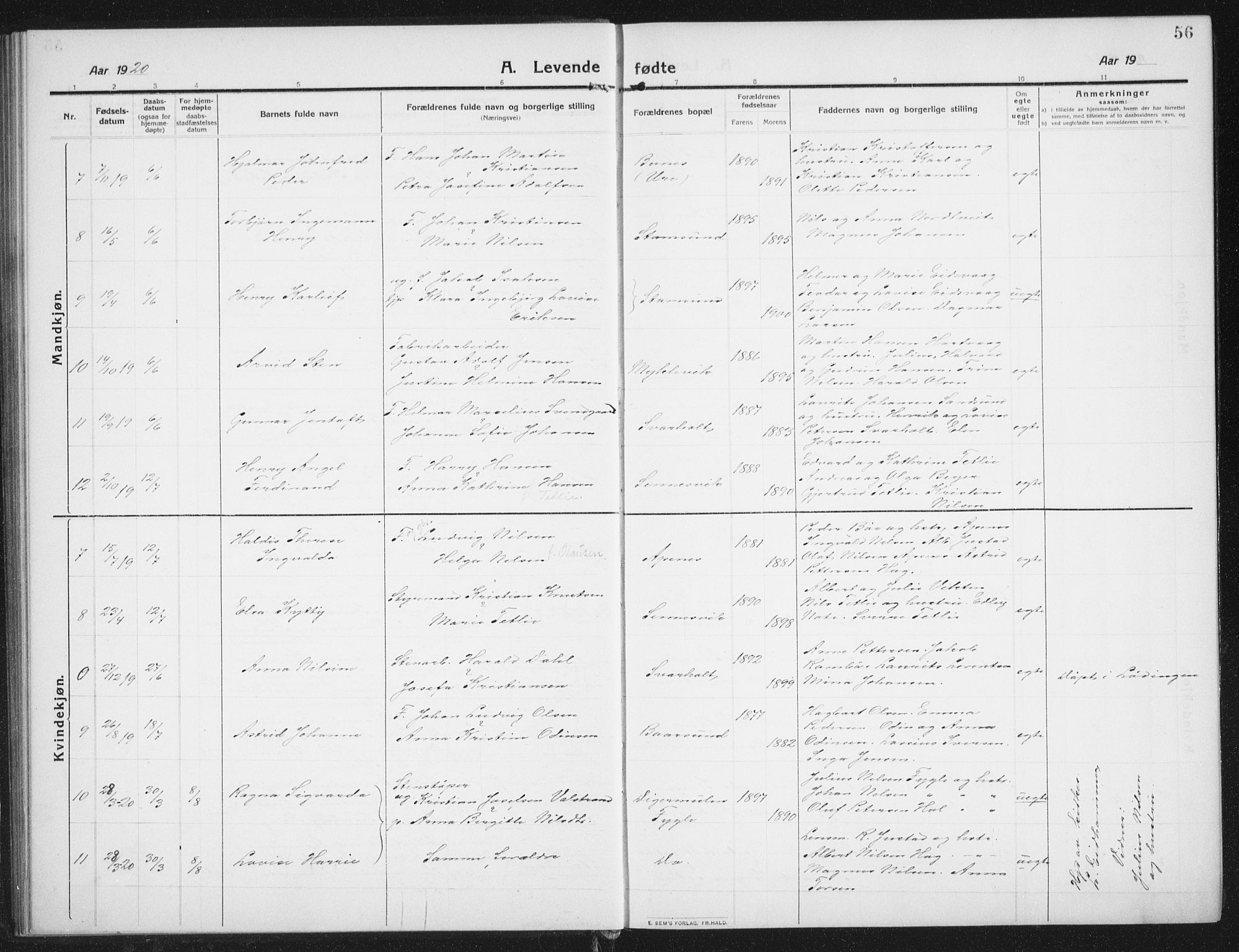 Ministerialprotokoller, klokkerbøker og fødselsregistre - Nordland, AV/SAT-A-1459/882/L1183: Parish register (copy) no. 882C01, 1911-1938, p. 56